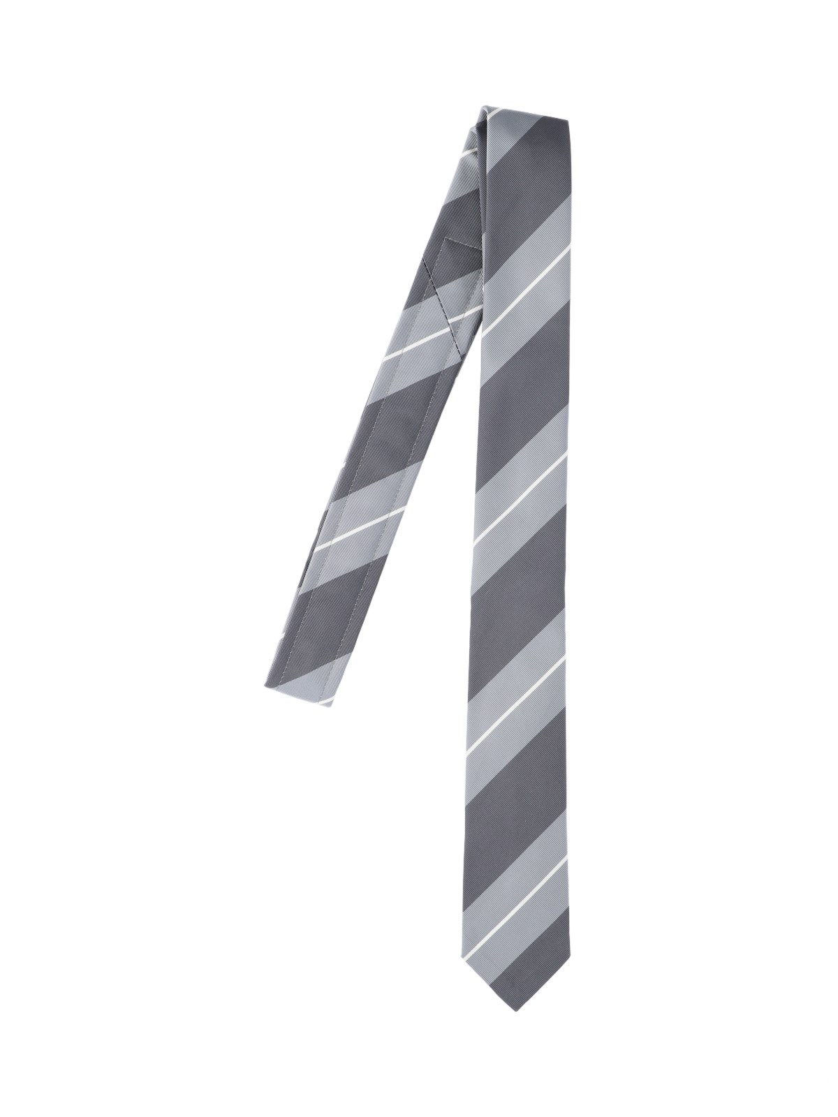 Shop Thom Browne Striped Tie In Grigio