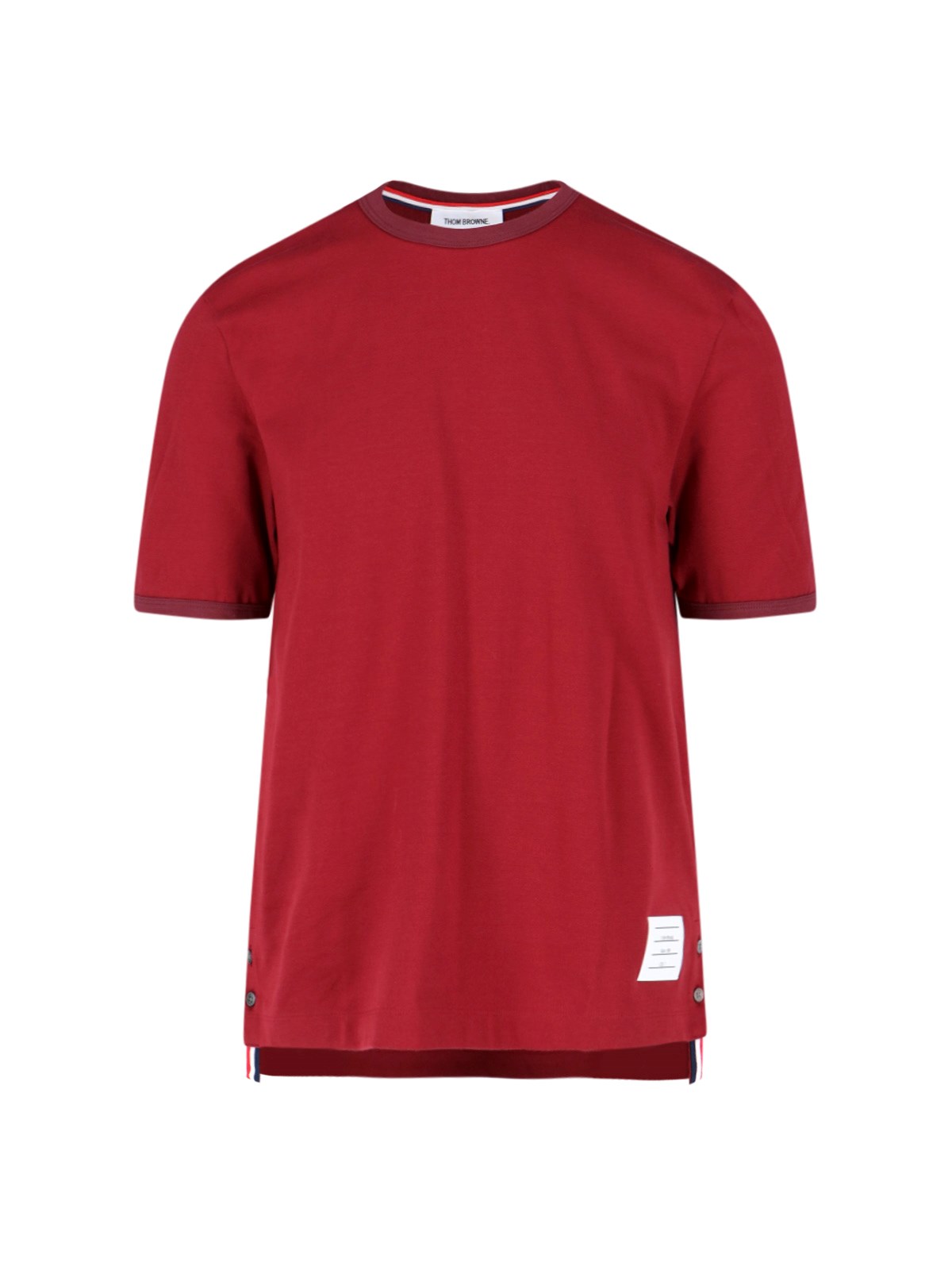 Shop Thom Browne 'ringer' T-shirt In Rosso