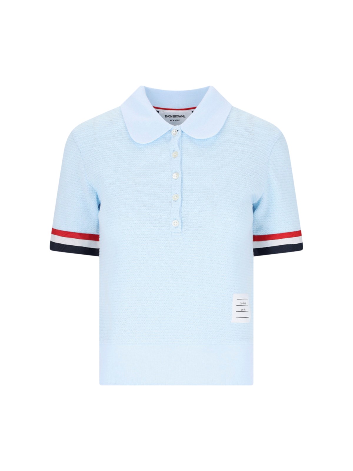 Thom Browne Polo Shirt Tricolor Details In Light Blue