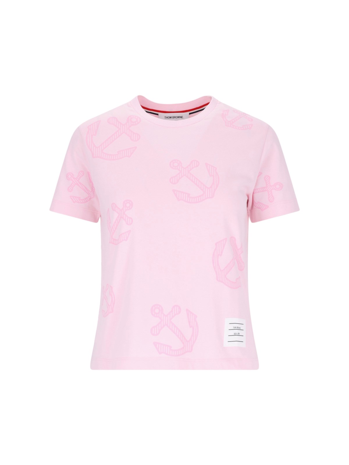 Thom Browne Anchor-print T-shirt In Pink