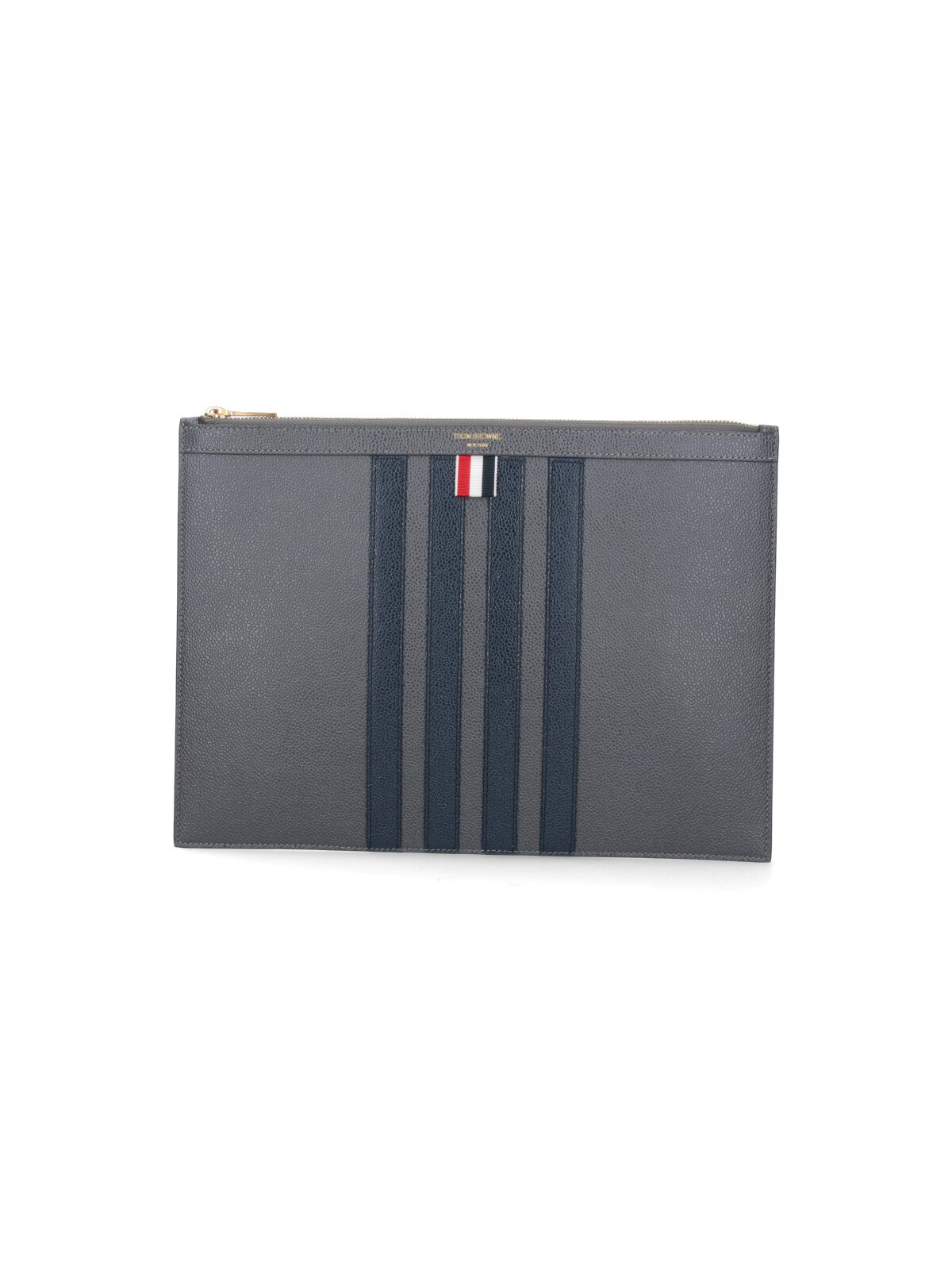 Shop Thom Browne Medium Document Holder "4-bar" In Gray