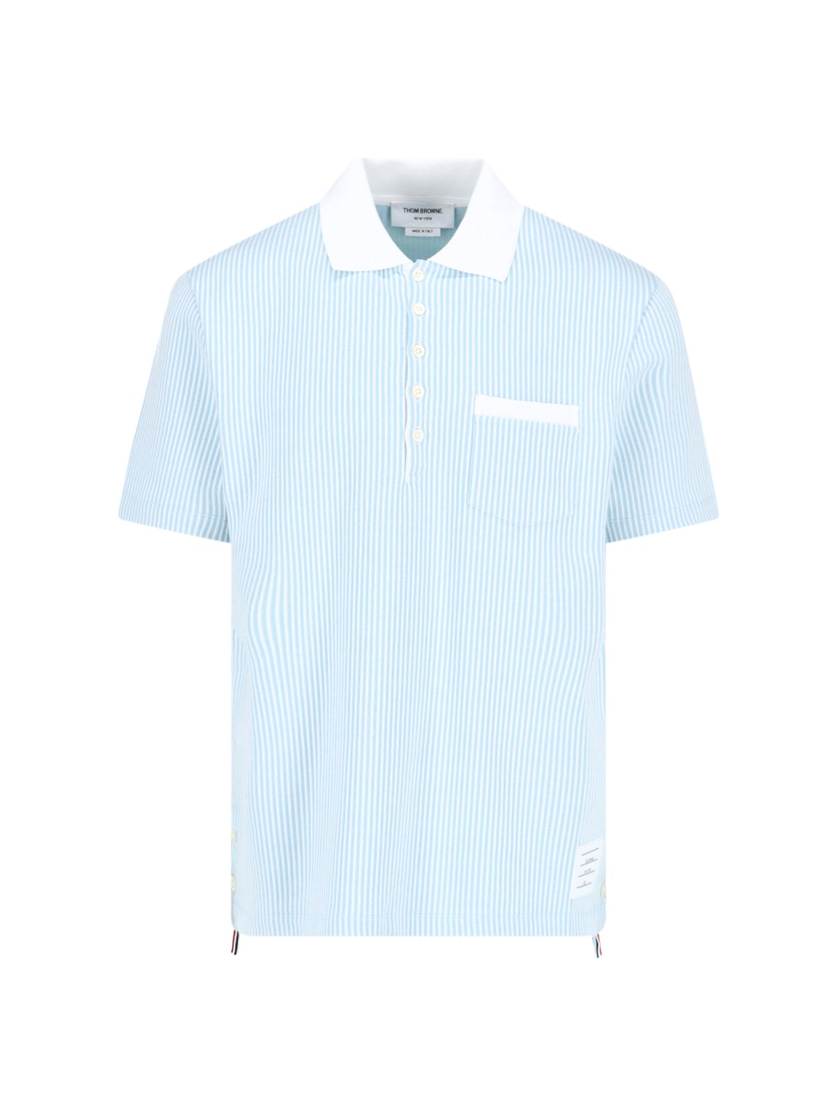 Thom Browne Striped Polo Shirt In Light Blue