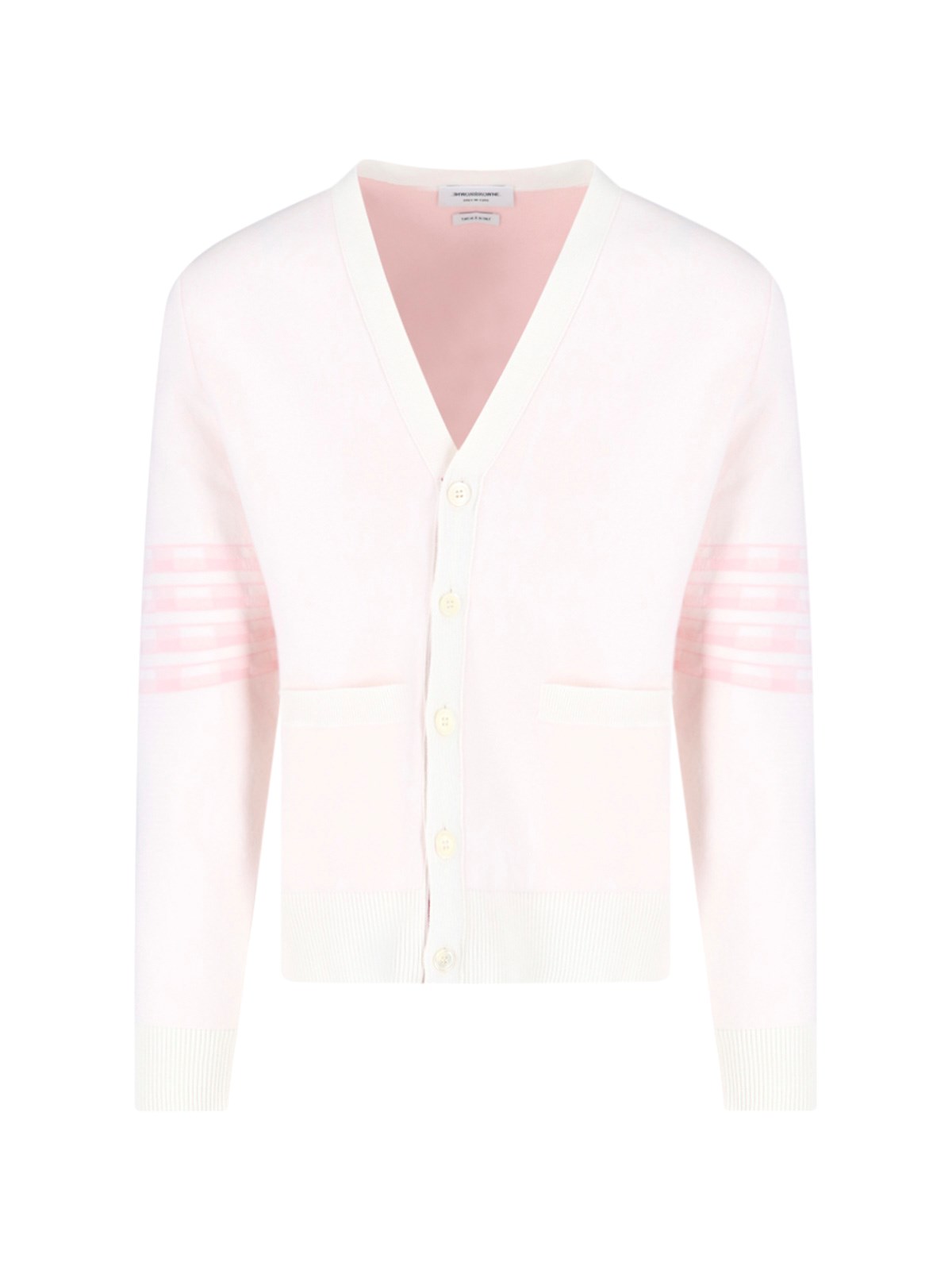 Thom Browne Hector Jacquard Cotton 4-bar V-neck Cardigan In White