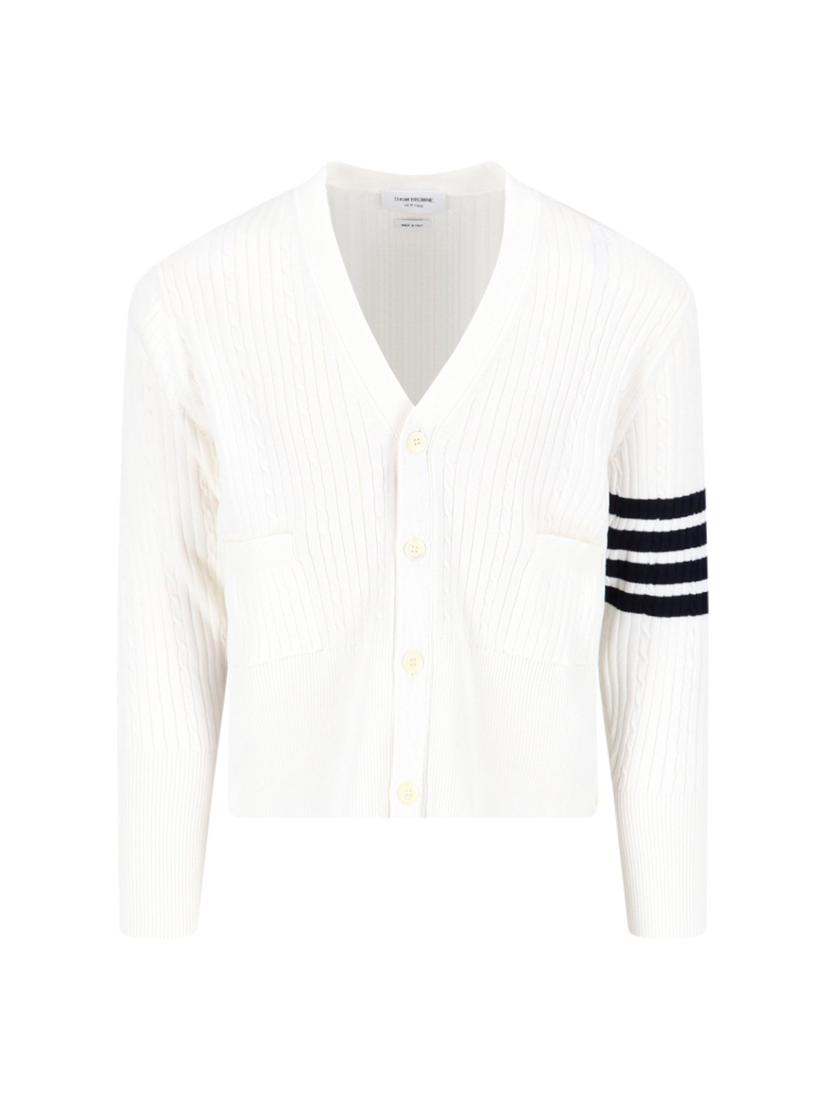 Shop Thom Browne 'baby Cable Rib 4 Bar' Cardigan In White
