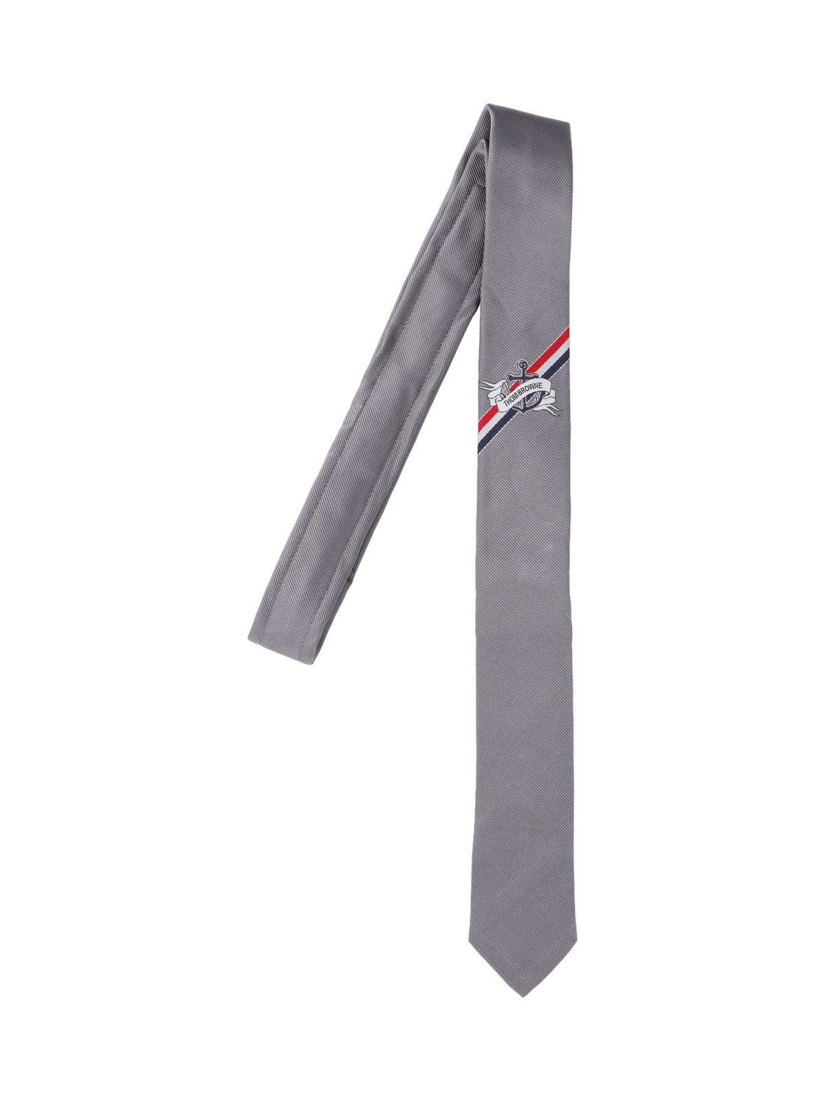 Thom Browne Logo Tie In Gray