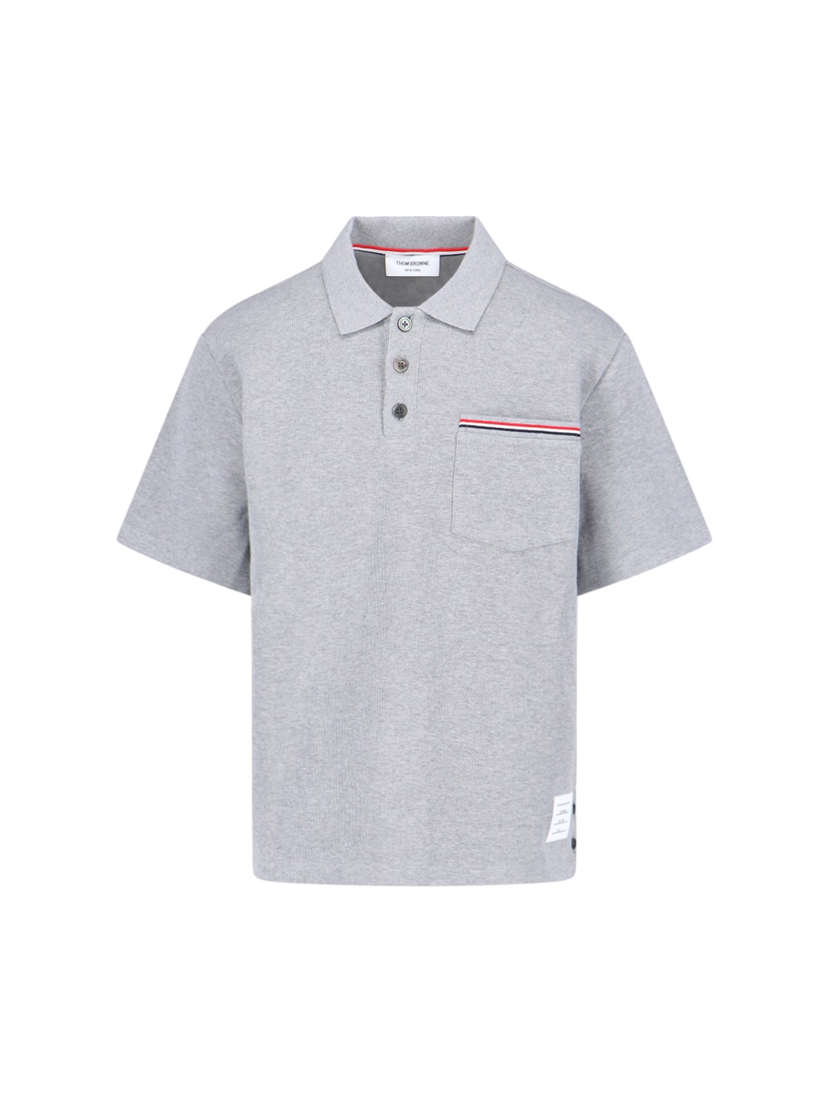 Thom Browne Pocket Detail Polo Shirt In Gray