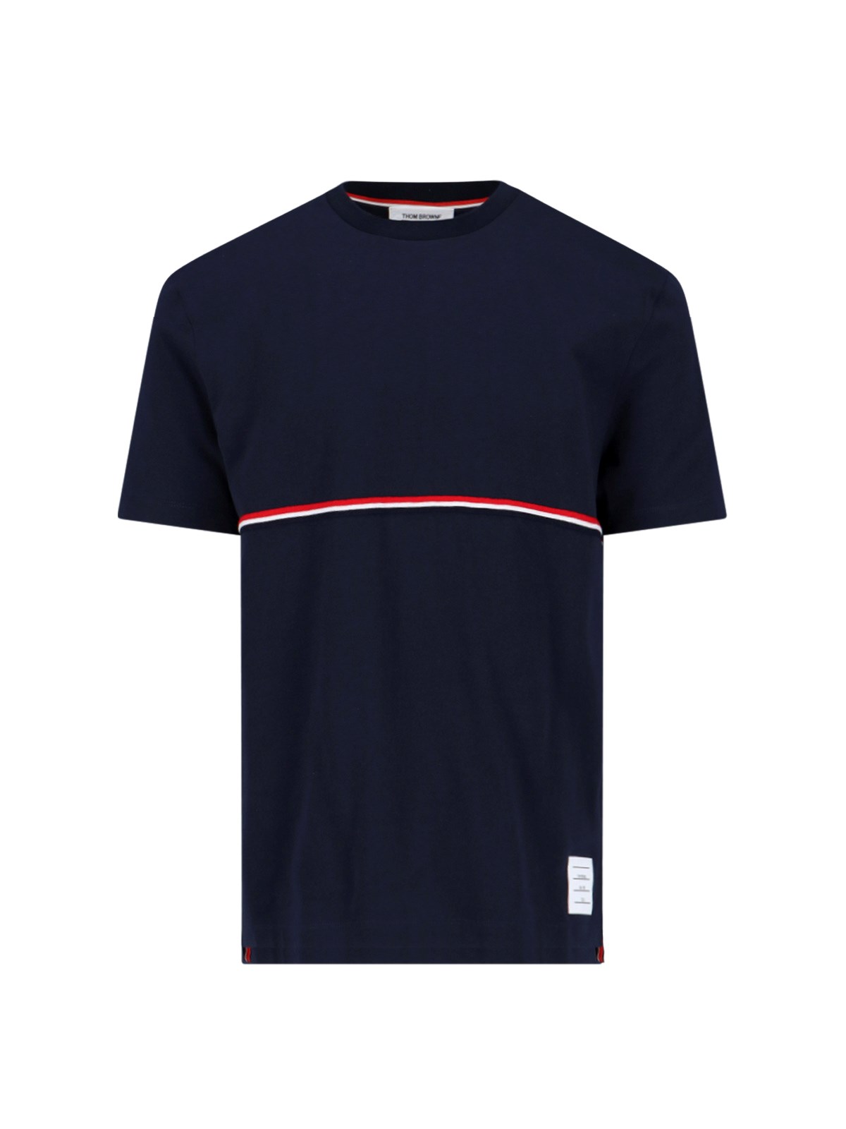 Shop Thom Browne Tricolor Detail T-shirt In Blu