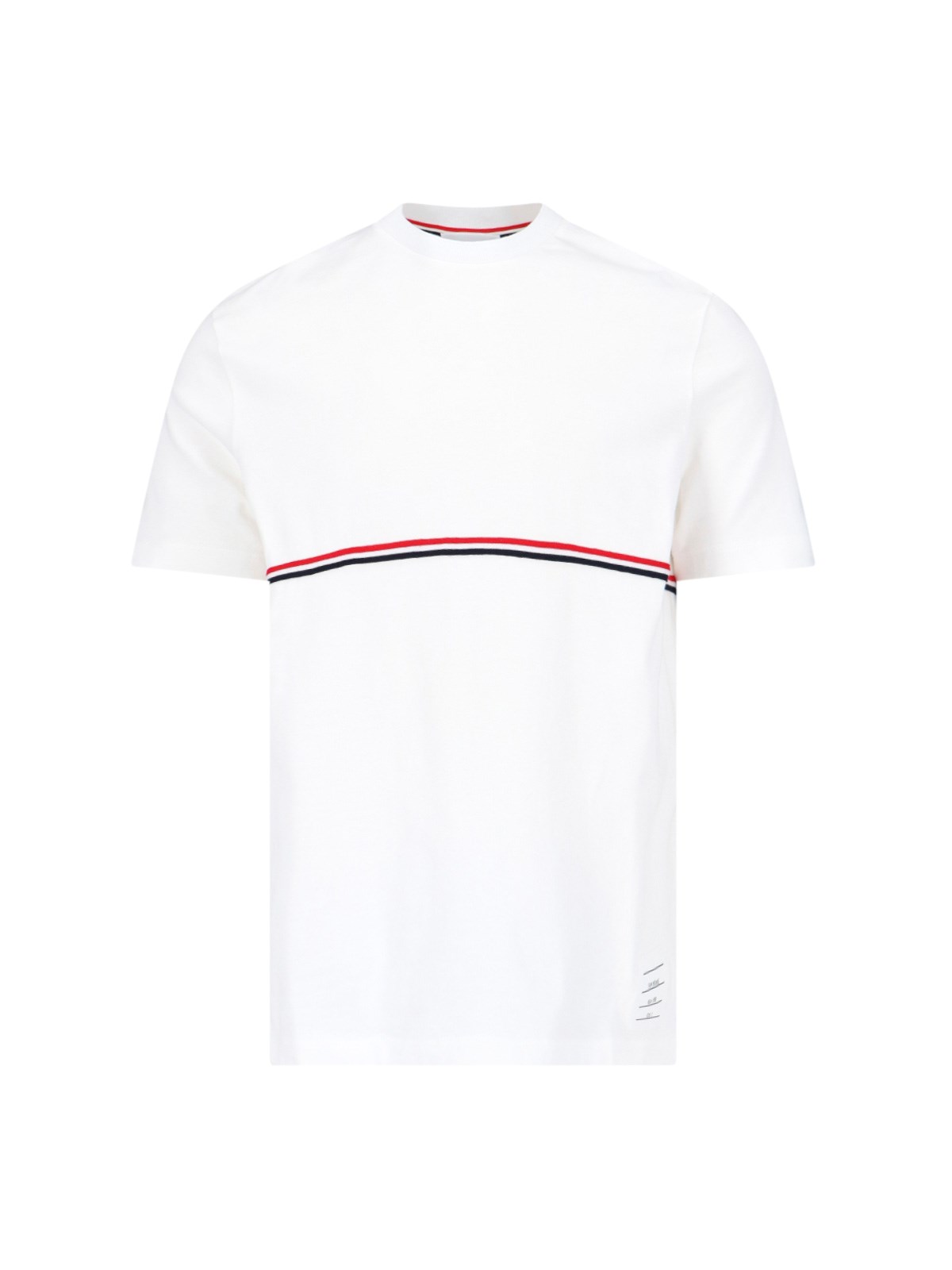 Shop Thom Browne Tricolor Detail T-shirt In Bianco