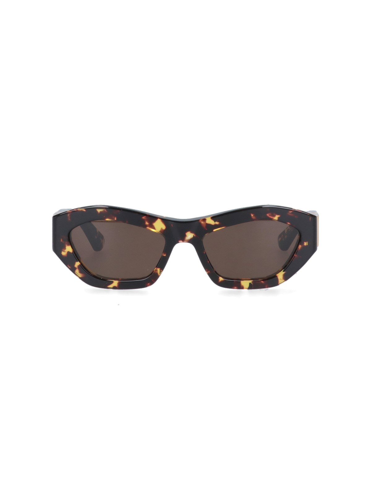 Bottega Veneta Tortoiseshell Angle Hexagonal Sunglasses In Marrone