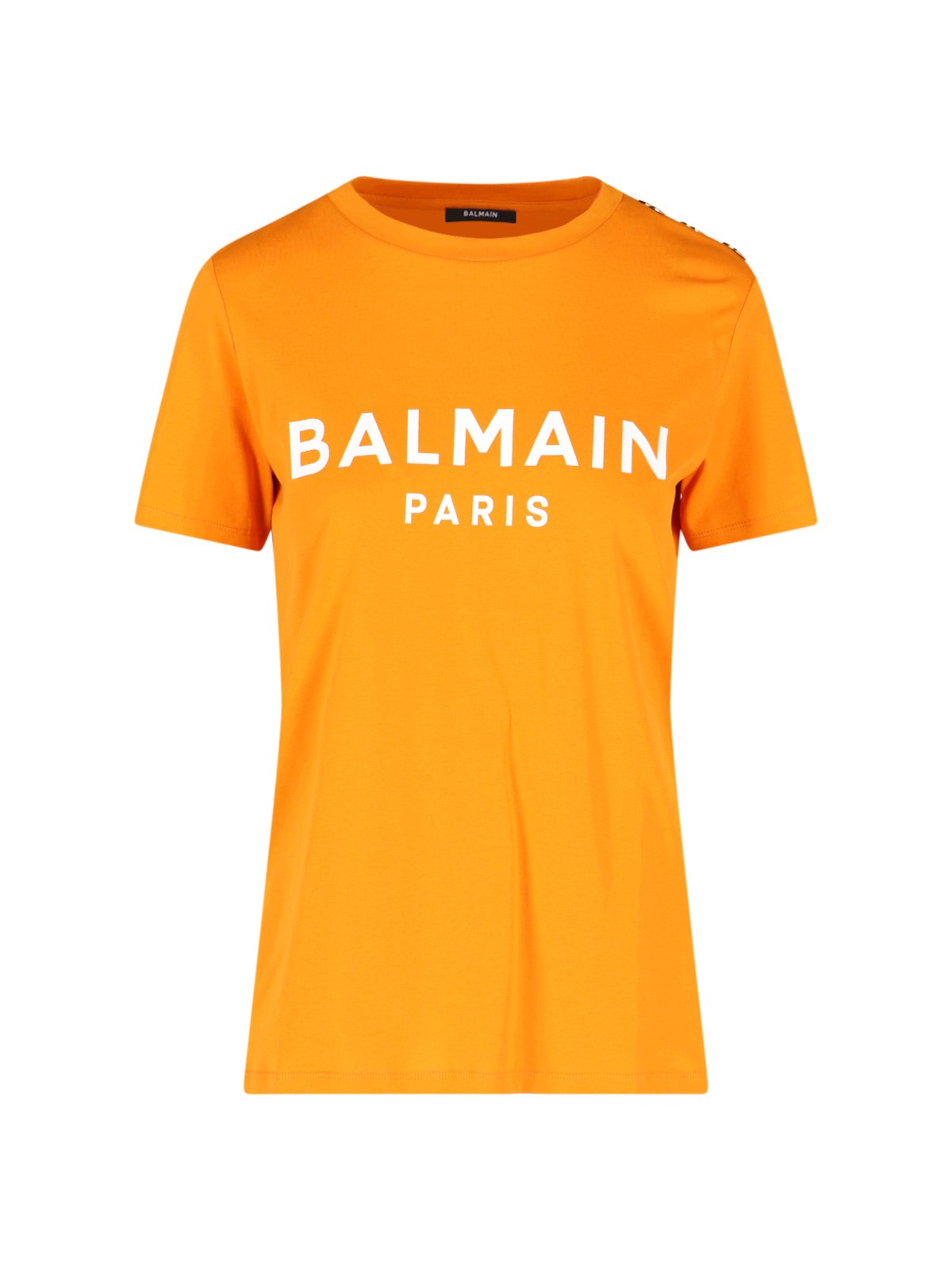Balmain Logo-print Organic-cotton T-shirt In Arancione
