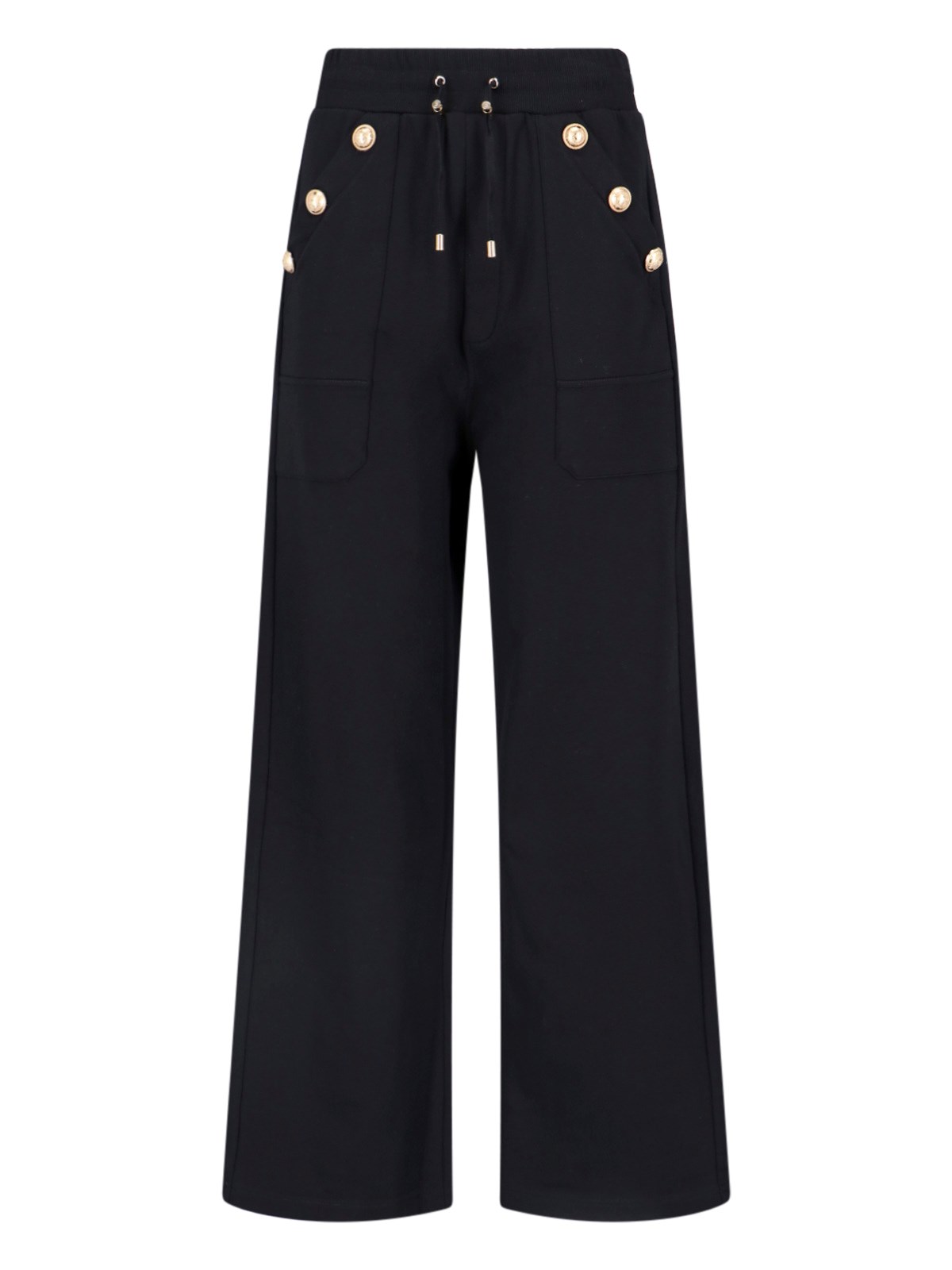 Balmain Regular Fit Jogging Trousers With Gold Detailing In Nero