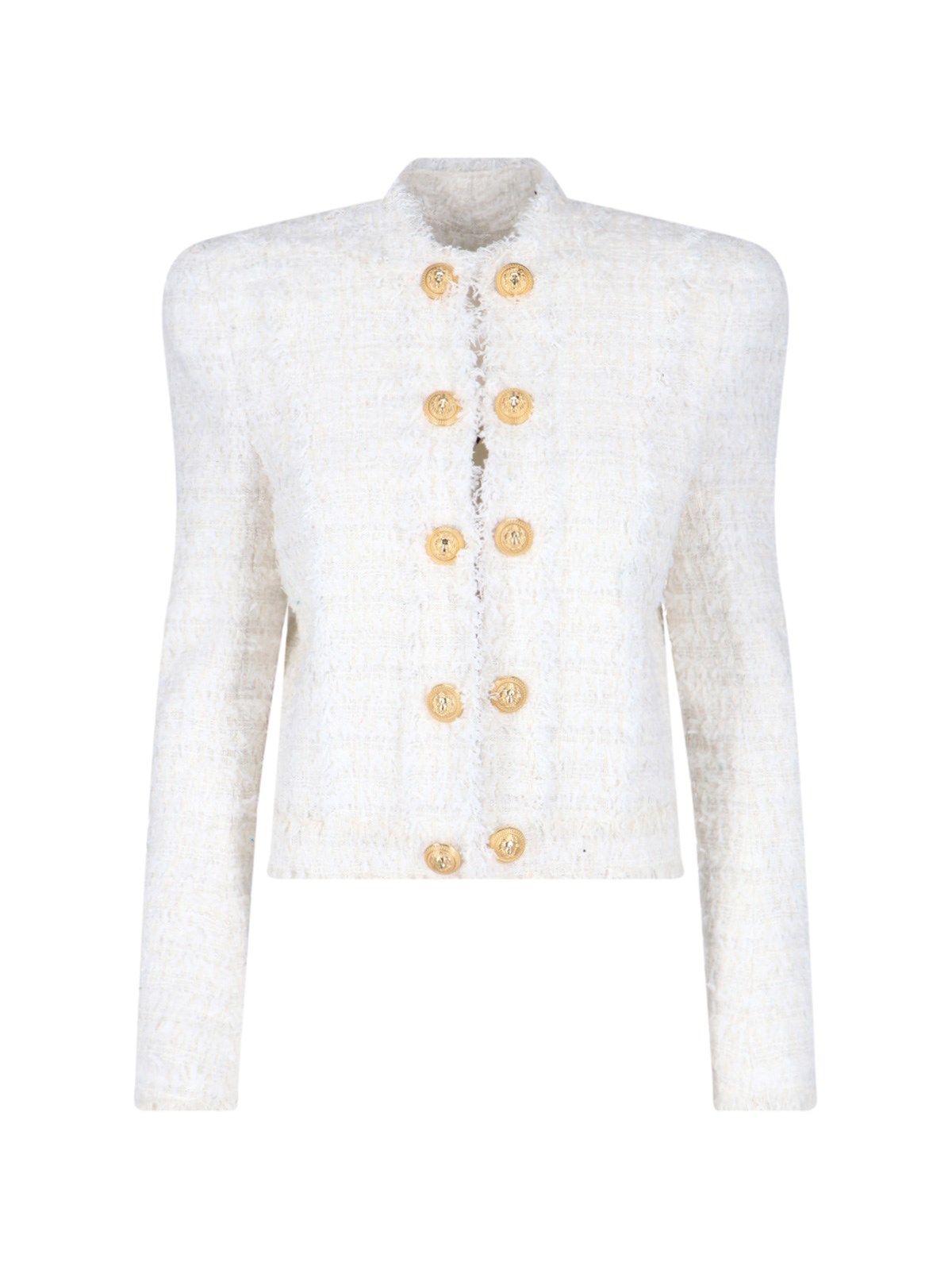 Balmain Button Detail Jacket In Bianco