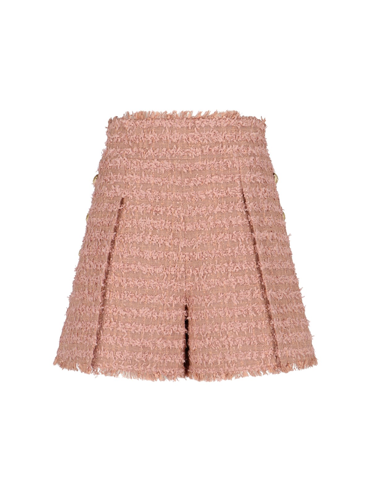 Balmain Tweed Tailored Shorts In Rosa