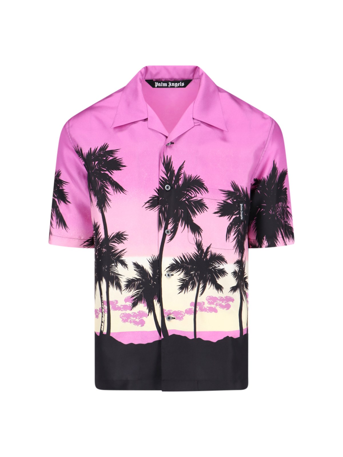 Palm Angels Palm Sunset Printed Buttoned Shirt In Purple