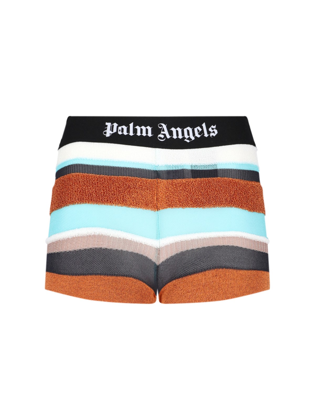 Palm Angels Viscose Blend Lurex Stripe Knit Shorts In Multi