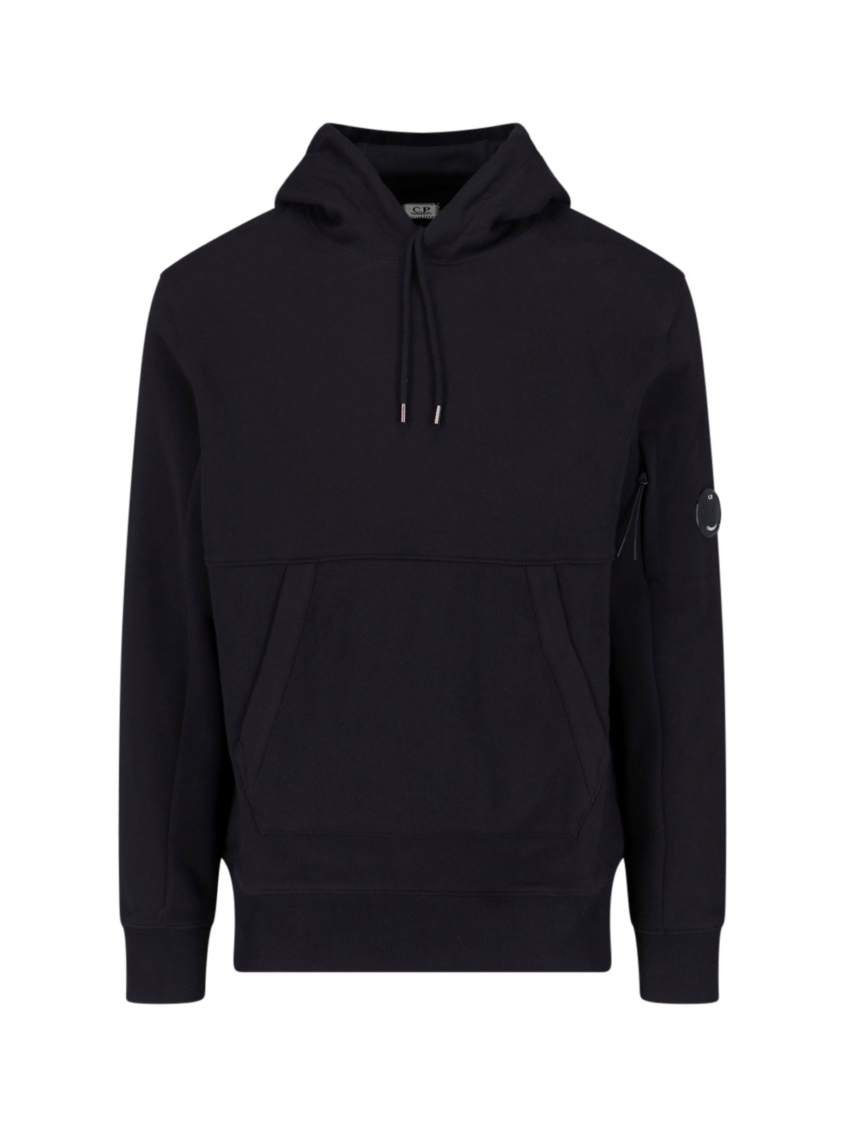 C.p. Company Diagonal Raised Fleece Hoodie Total Eclipse In Nero