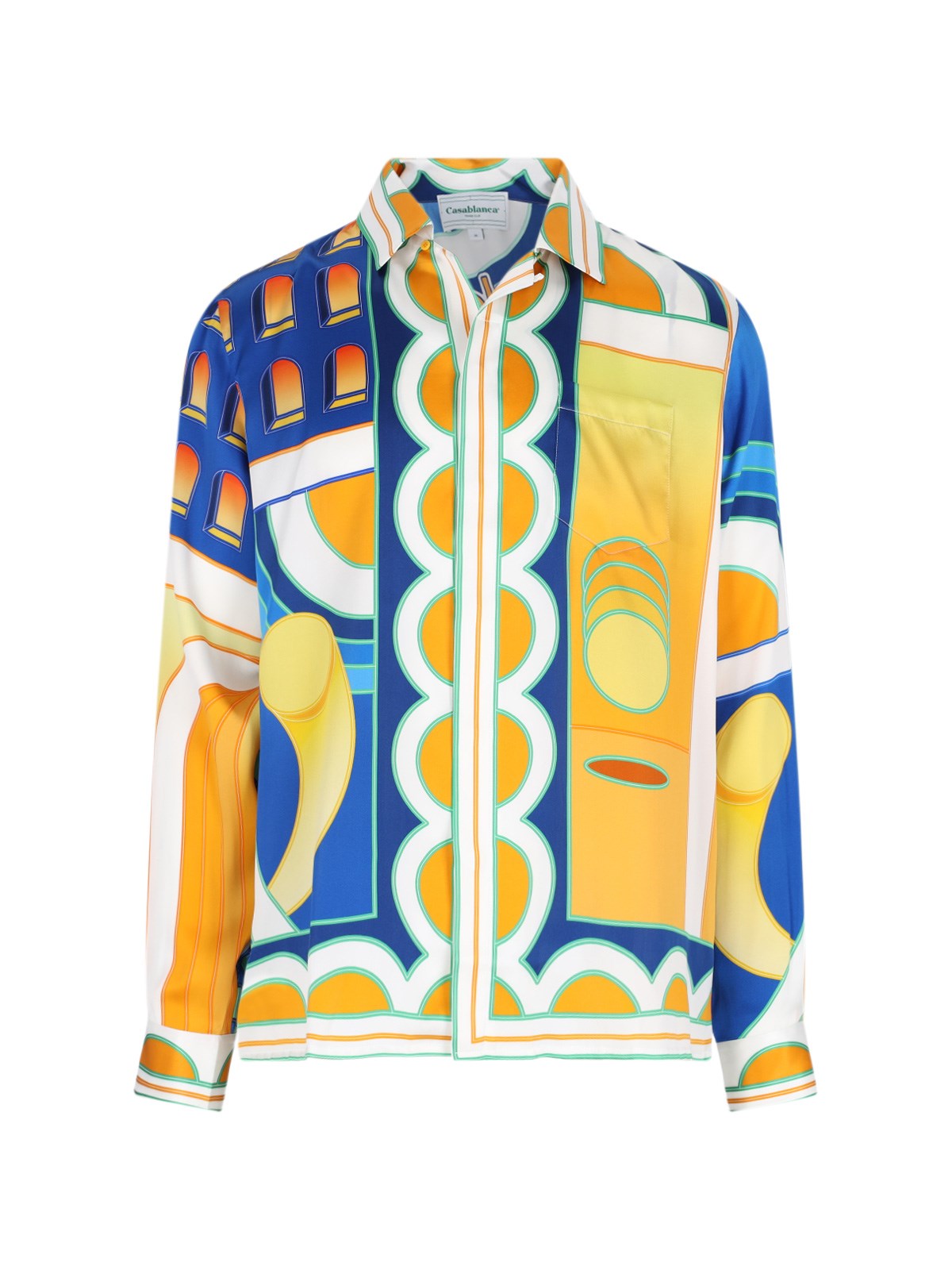 Casablanca Graphic-print Silk Short-sleeve Shirt In Multi