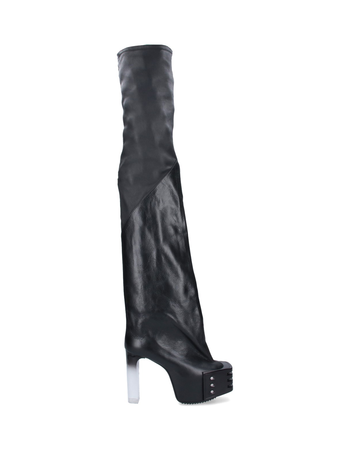 Rick Owens Leather Over-the-knee Boots In Black  