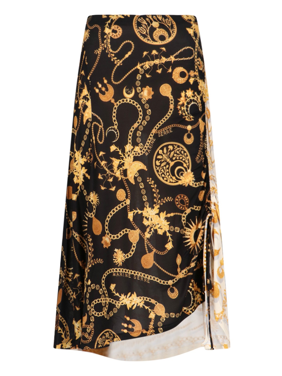 Marine Serre Ornament Jewellery-print Midi Skirt In Nero