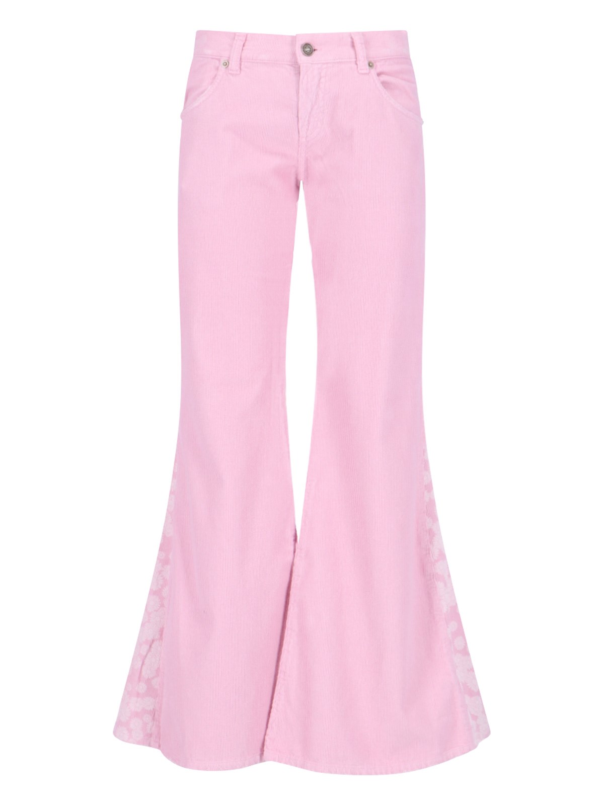 Erl Low-waisted Corduroy Flared Trousers In Pink