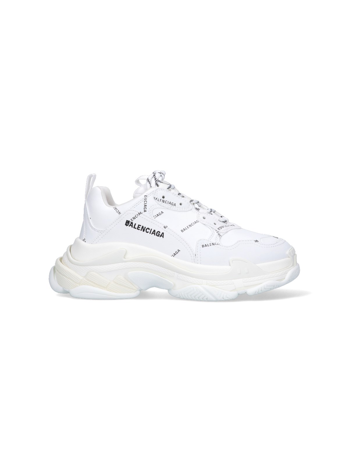 Shop Balenciaga 'triple S Logo All-over' Sneakers In White