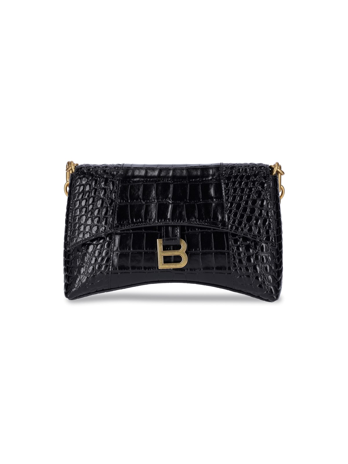 BALENCIAGA  'Downtown XS' croc-embossed leather shoulder bag