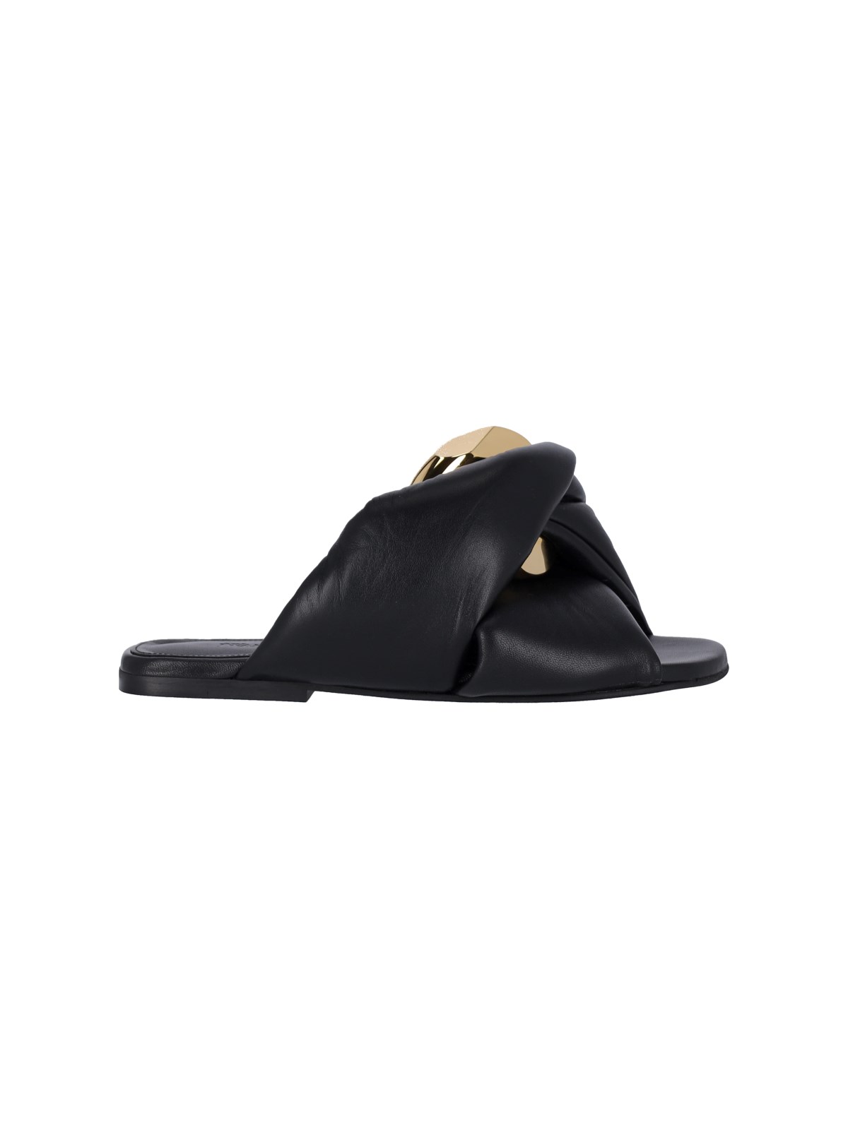 Shop Jw Anderson Slide Sandals 'chain Twist' In Nero