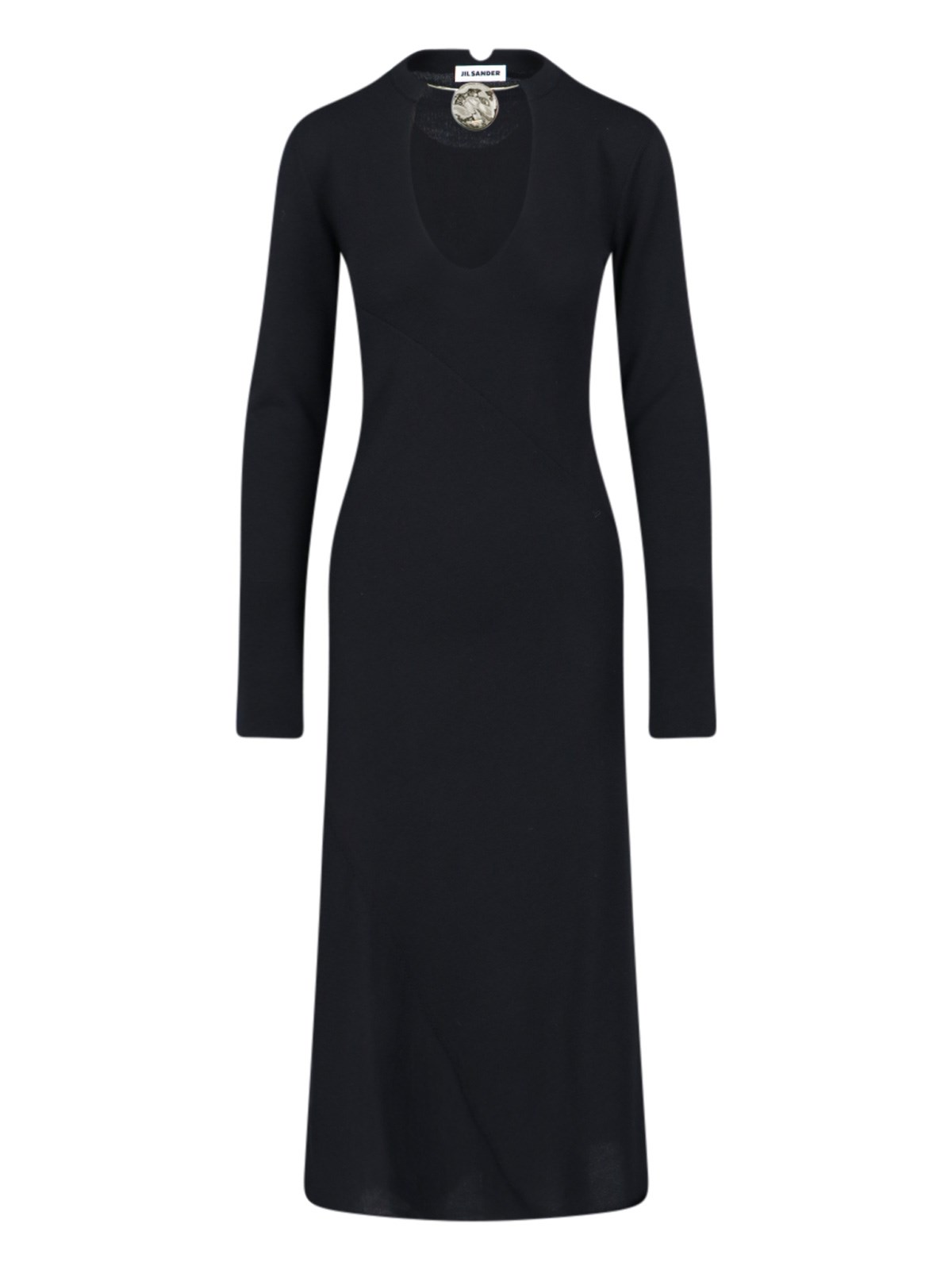 Shop Jil Sander Necklace Detail Dress In Black  