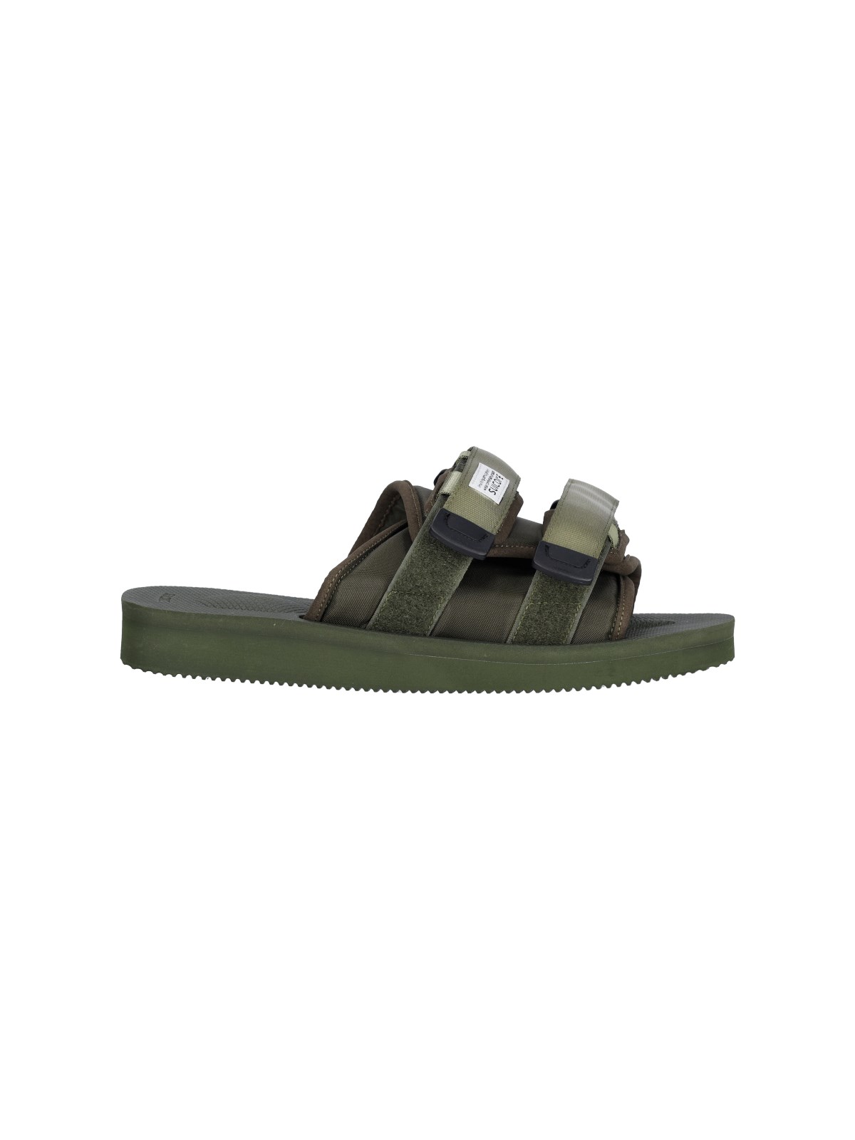 Suicoke Logo-patch Touch-strap Sliders In Green