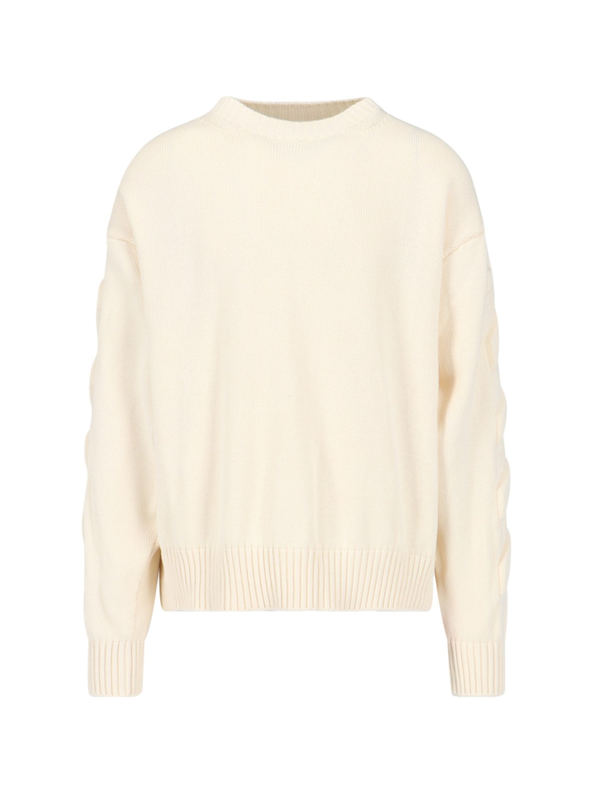 Off-white Sweater With Embossed Diagonal Motif In Beige