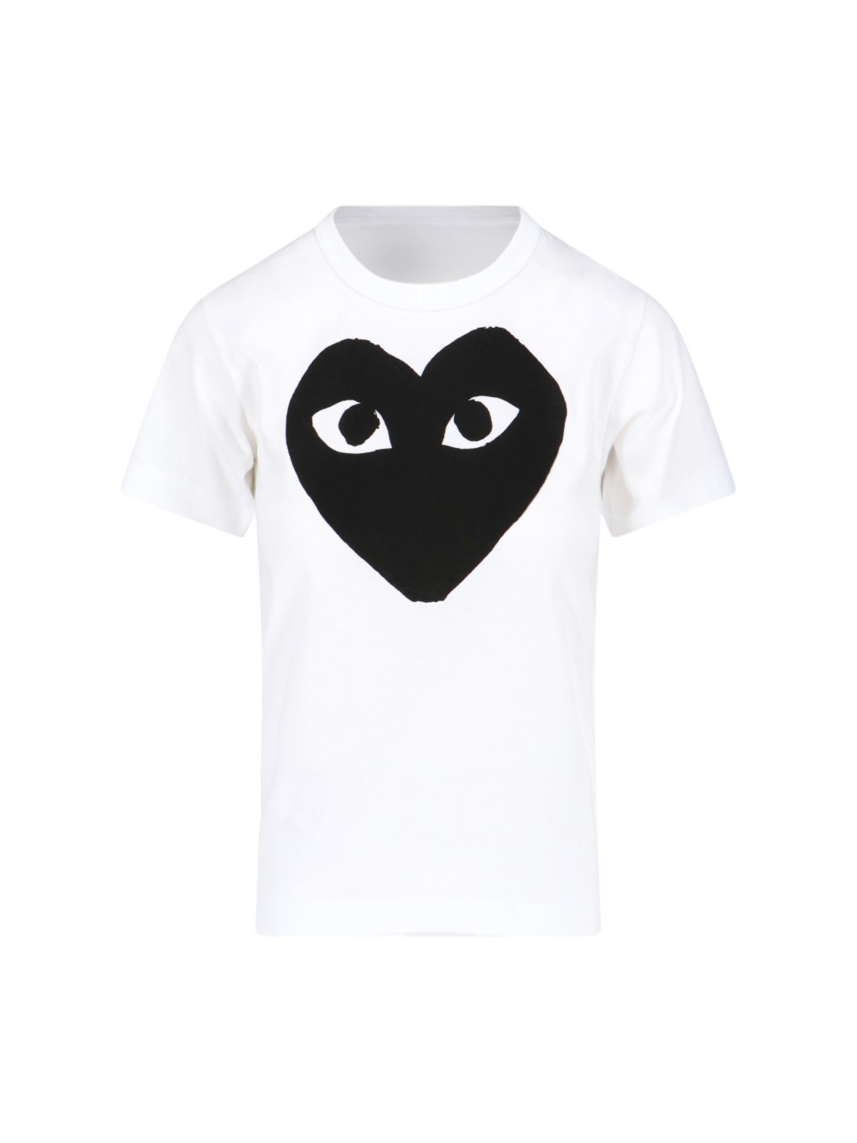 Comme Des Garçons Play Heart Print Short Sleeve T-shirt In White