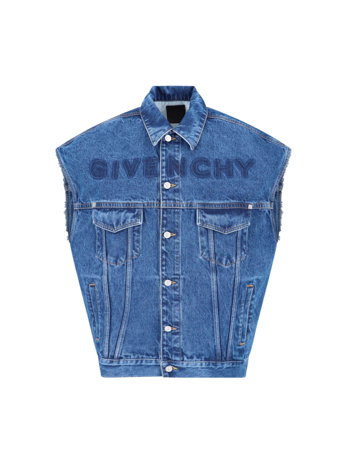 Givenchy Oversized Sleeveless Jacket In Blue