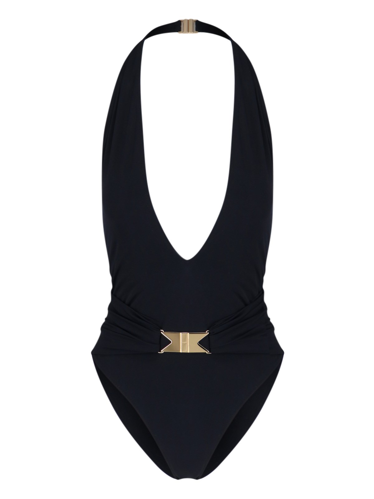 Shop Alaïa Belt Detail One-piece Swimsuit In Nero