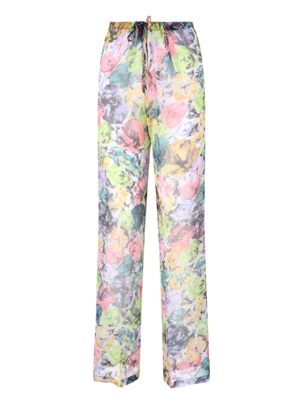 Dries Van Noten Floral Silk Crêpe Pants In Multi