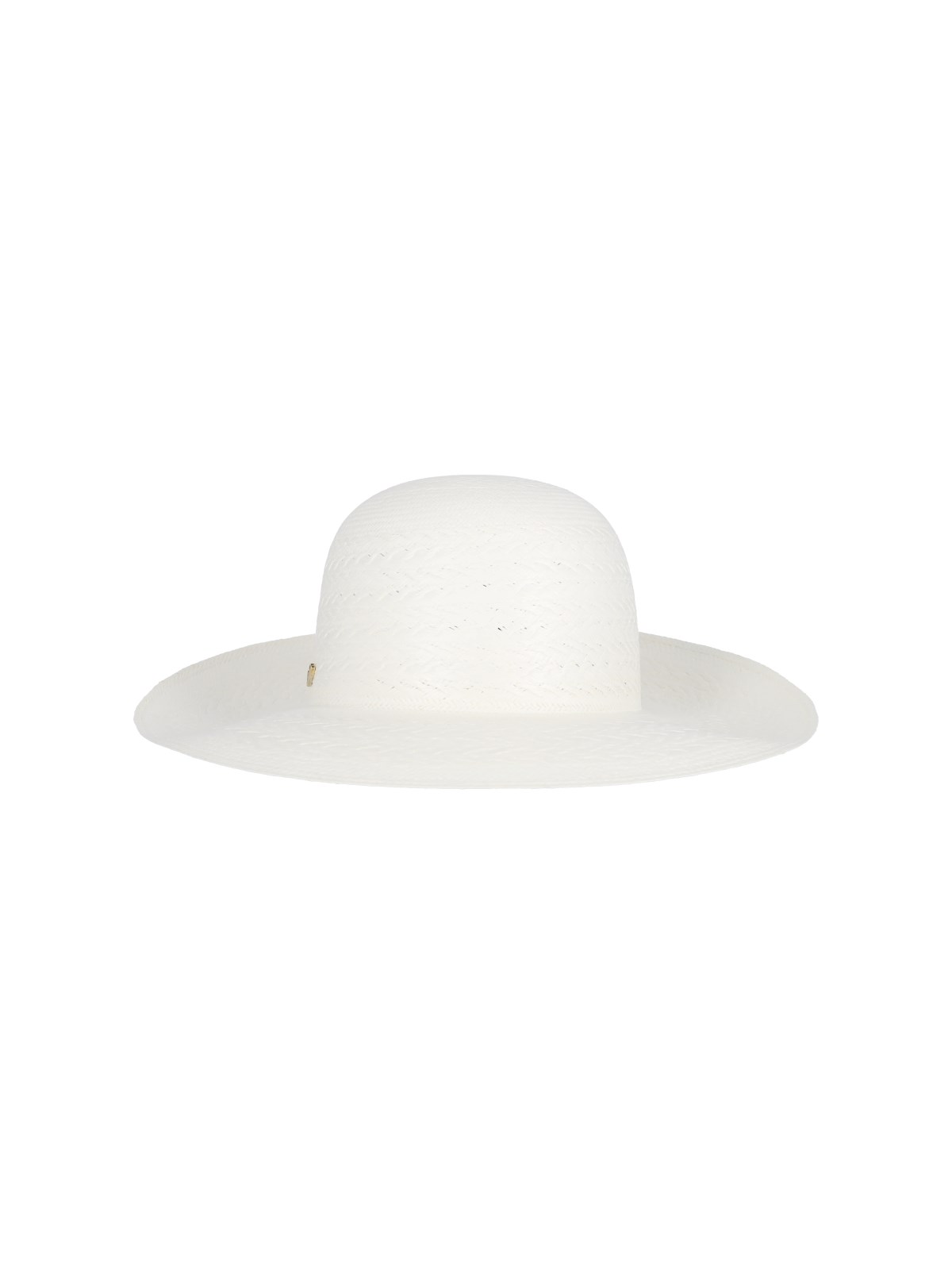 Borsalino Logo Straw Hat In Bianco