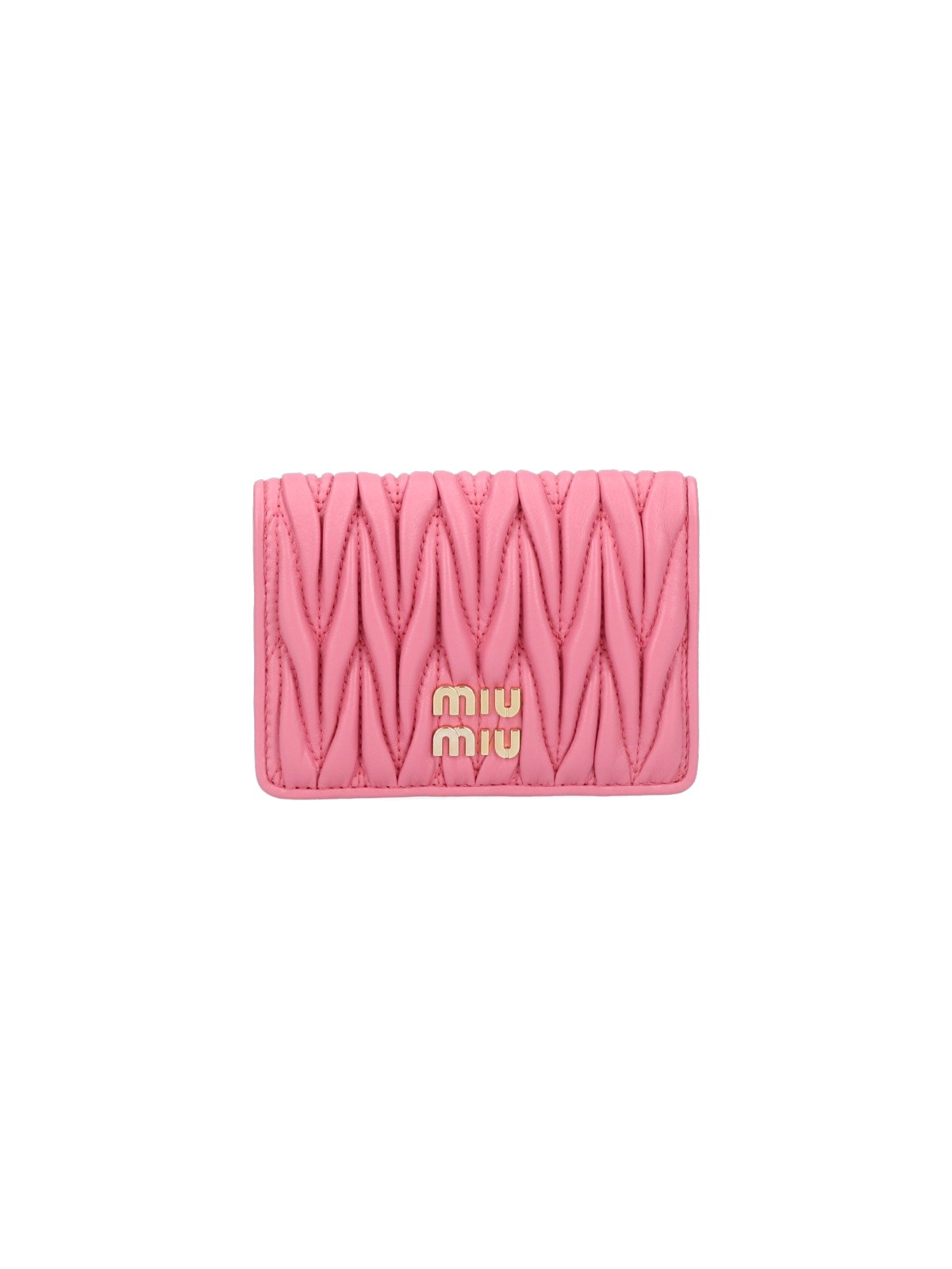 Miu Miu Matelassé Leather Small Wallet In Rosa