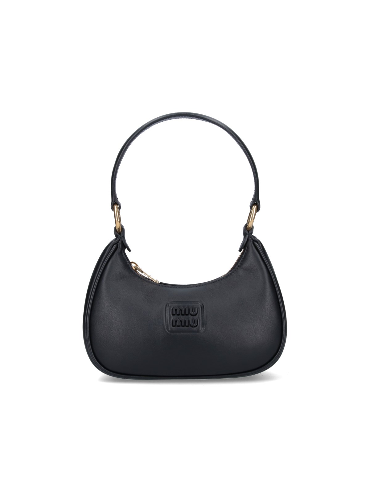 Logo Leather Shoulder Bag in Black - Miu Miu