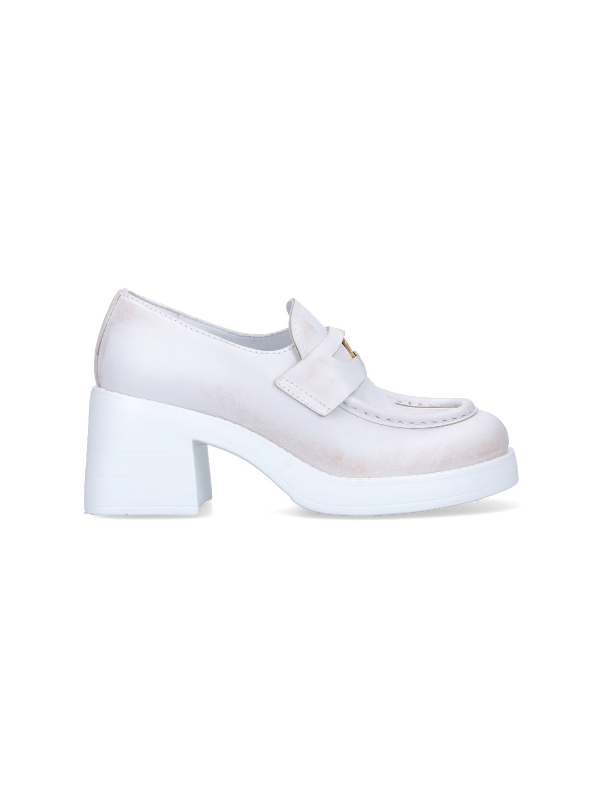 Miu Miu Leather Loafers In White