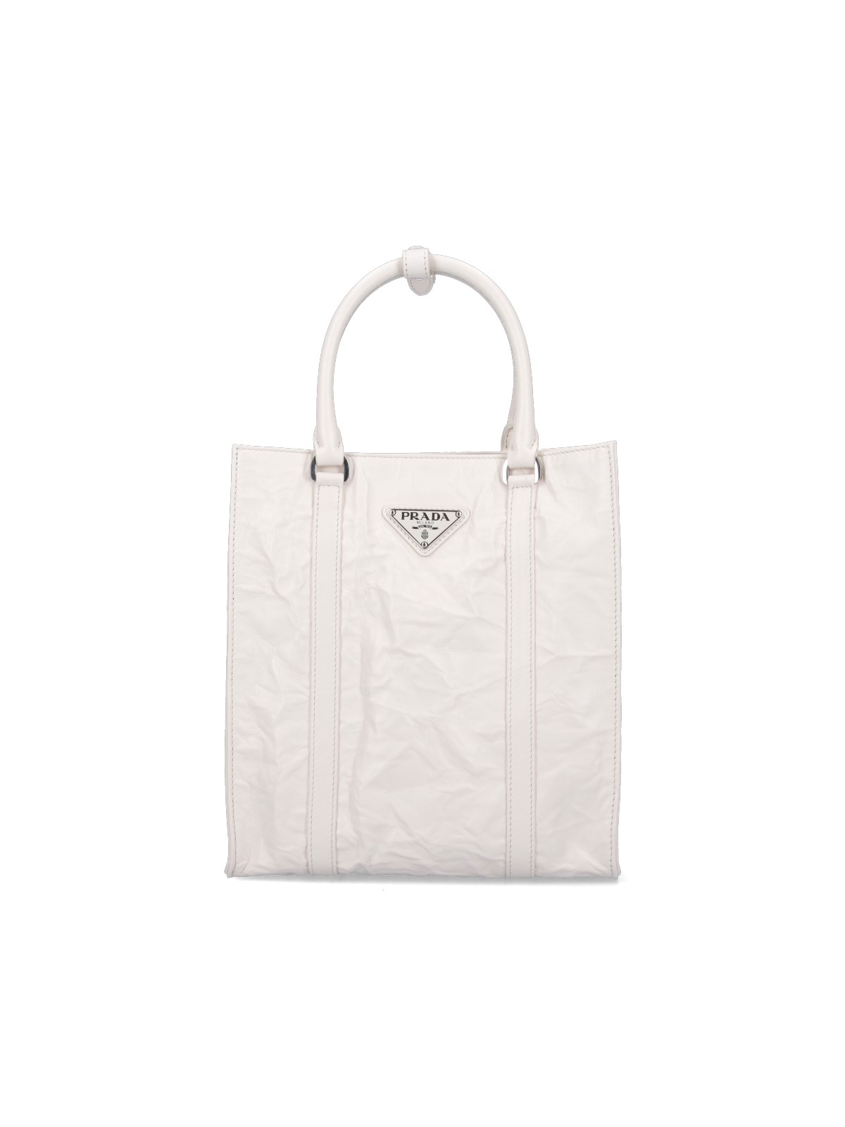 Prada Logo Tote Bag In White