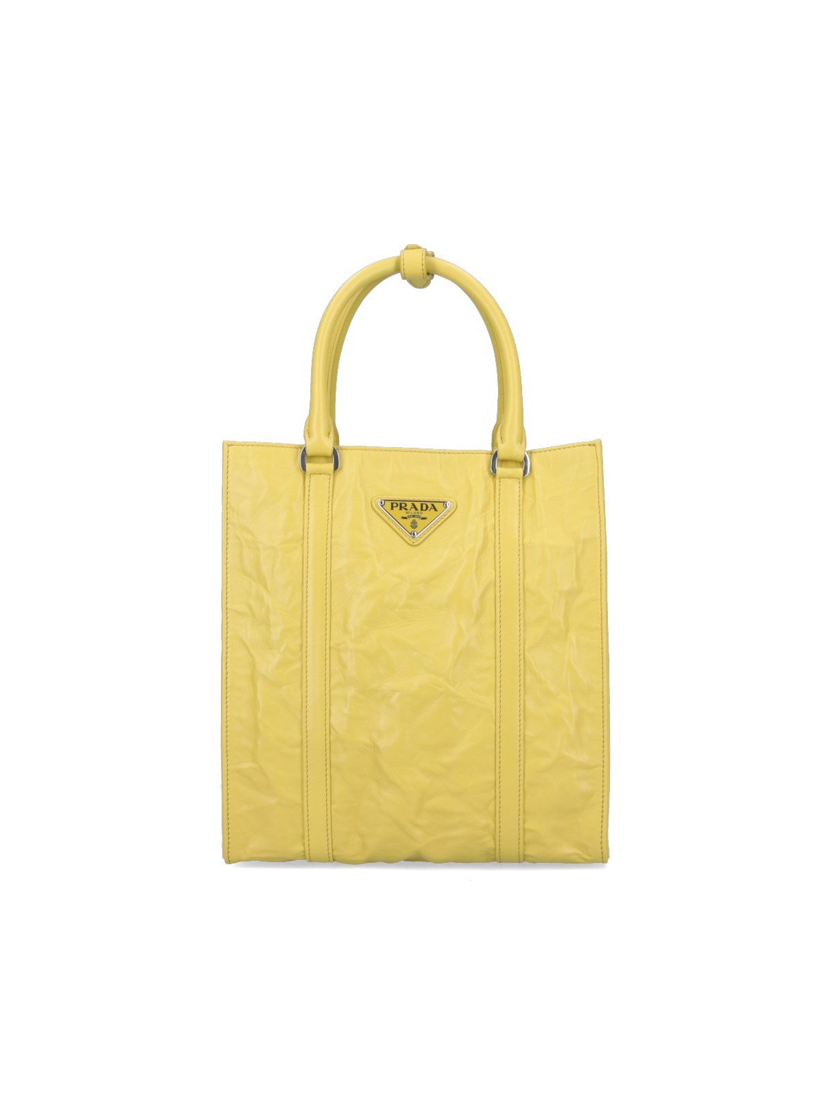 Prada Logo Tote Bag In Yellow