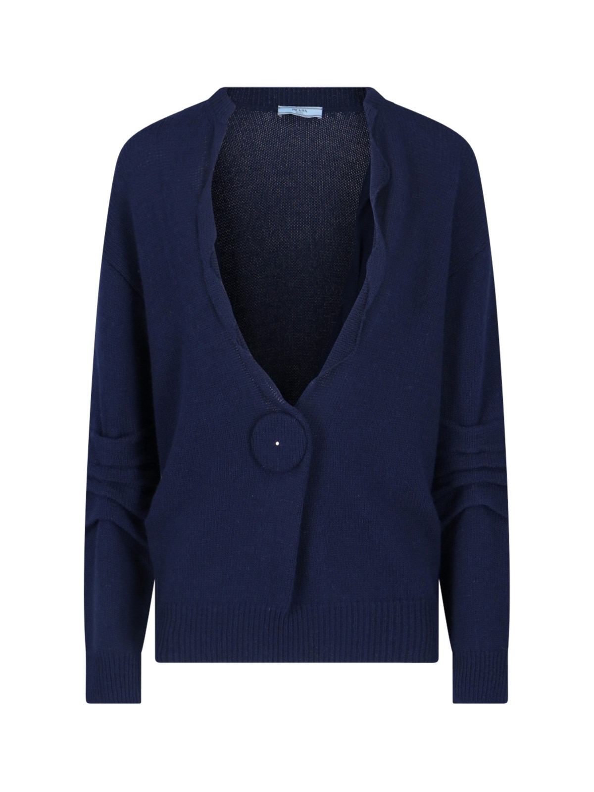 Navy V-neck Wool Sweater | PRADA
