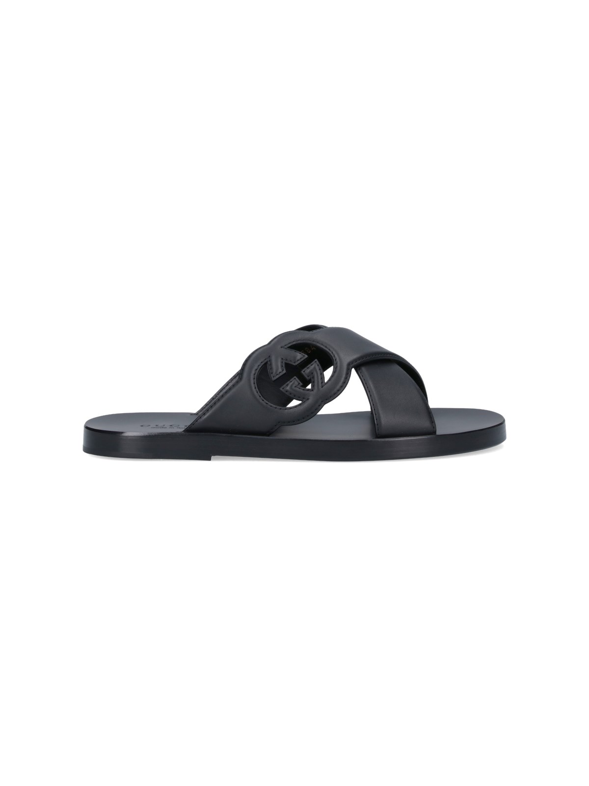 Shop Gucci "crossover Gg" Slide Sandals In Black  