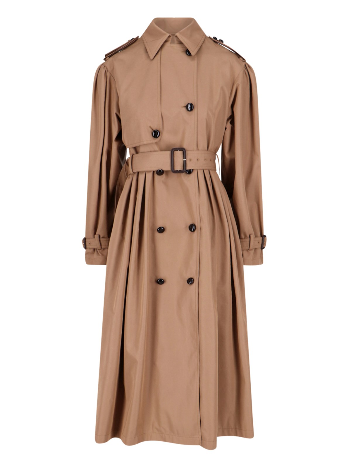 Shop Gucci Double-breasted Trench Coat In Brown