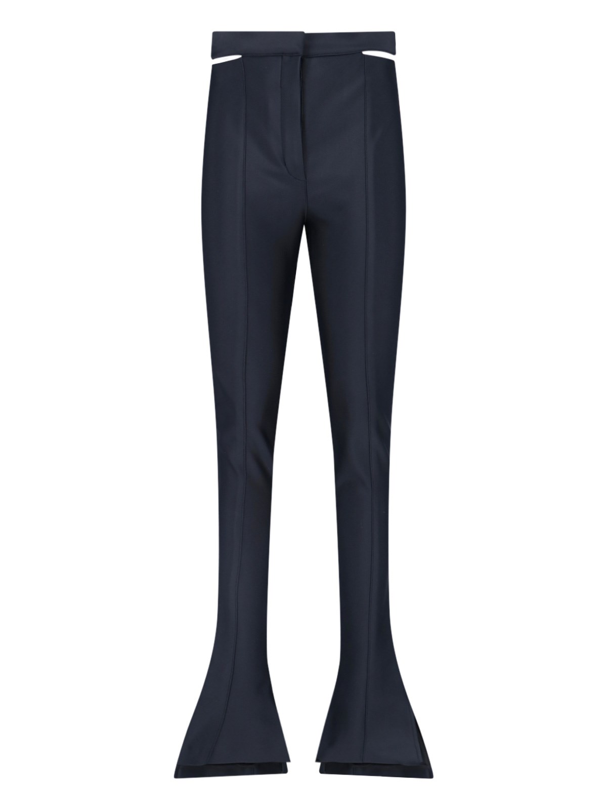 Mugler Cutout Scuba Mid-rise Flared Pants In Nero