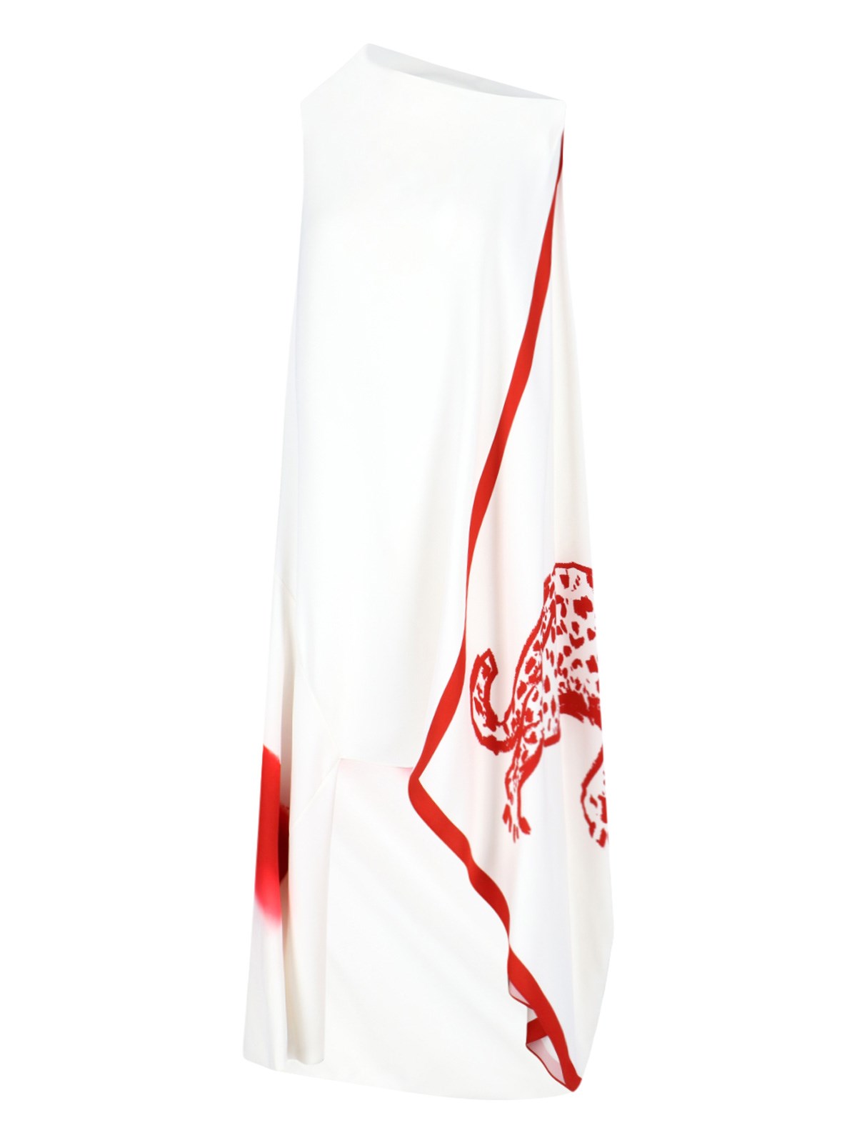 Ferragamo Asymmetrical Draped Midi Dress In White