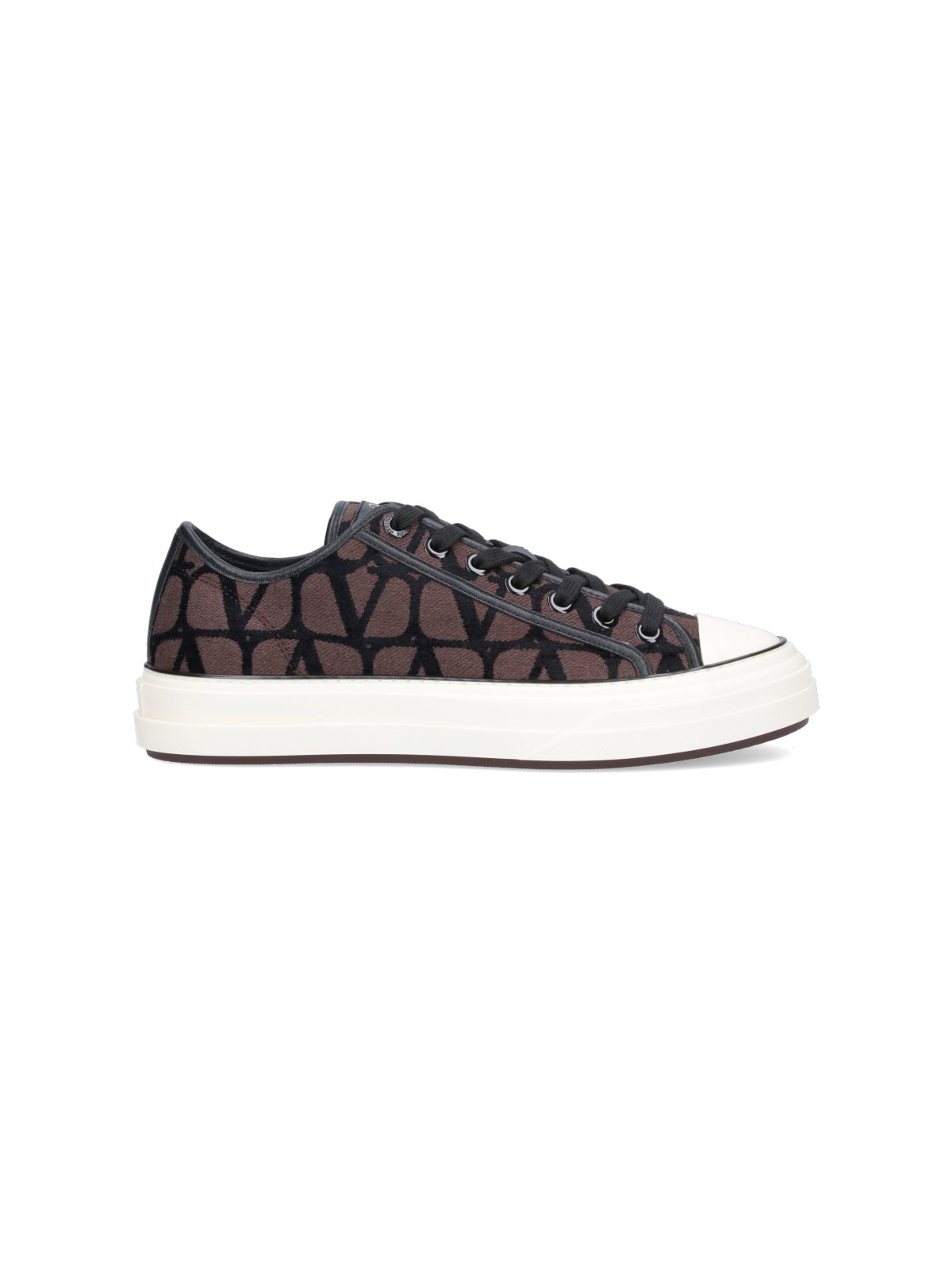 Valentino Fondant Brown Vlogo Pattern Low Top Sneakers For Men In Brown