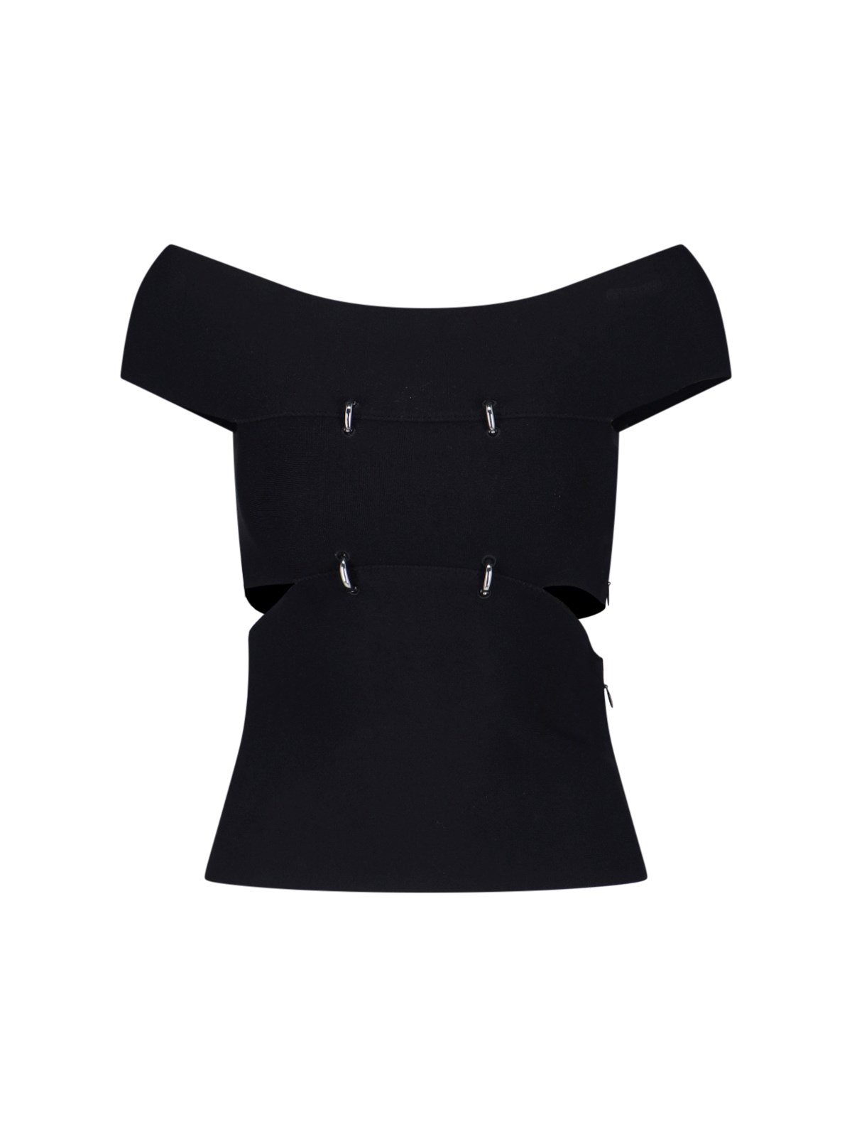 Alexander Mcqueen Cut-out Detail Top With Bare Shoulders In Black