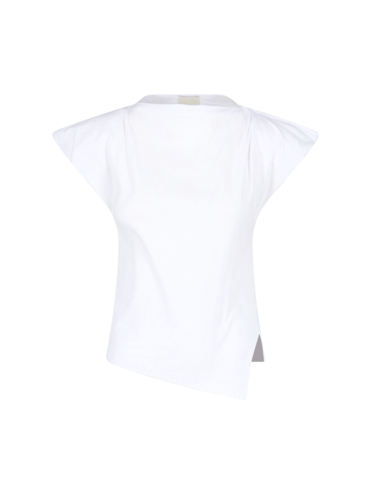 Isabel Marant Sebani Asymmetric Raw Edge Cap Sleeve Cotton Blouse In White
