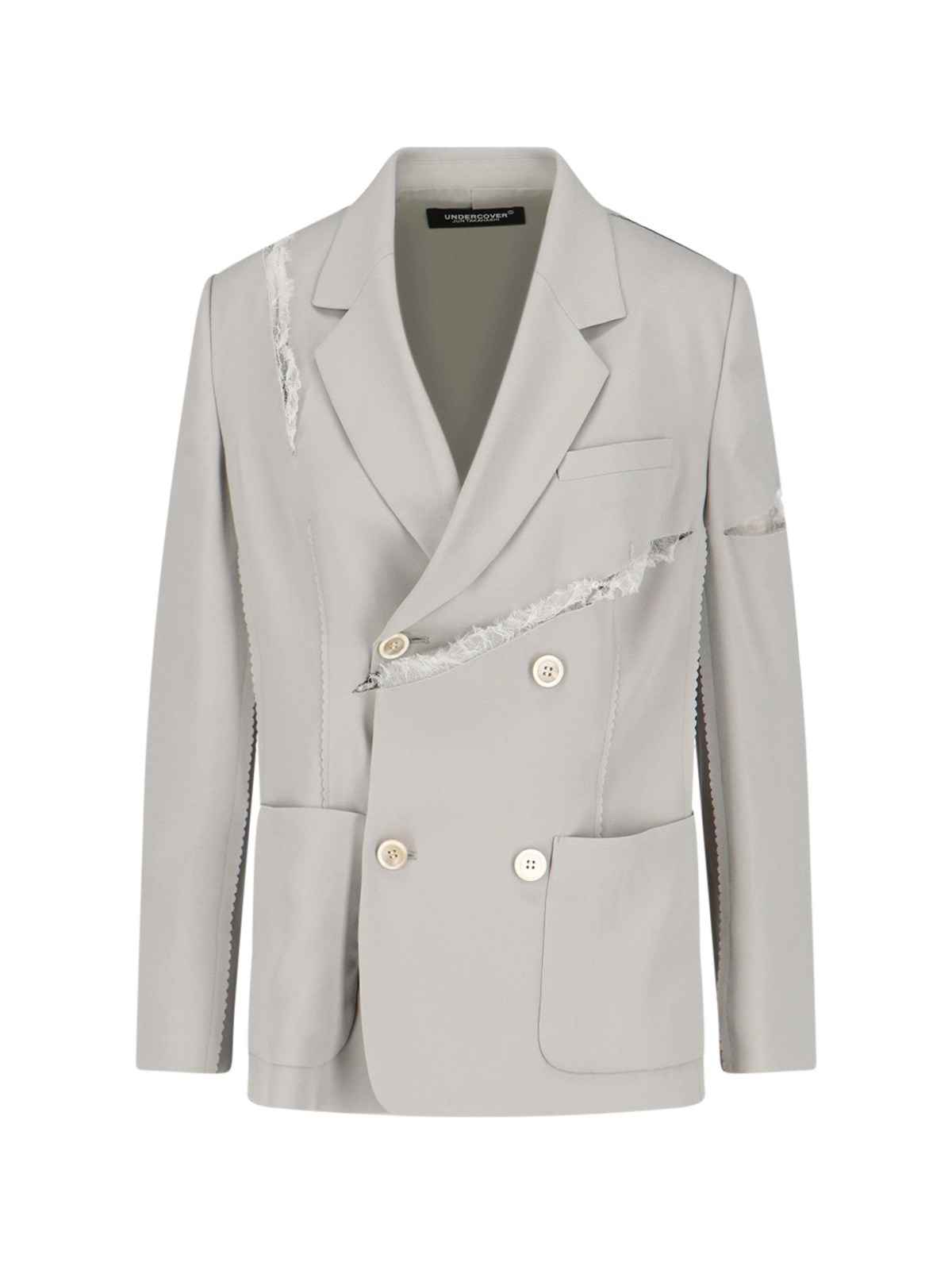 Undercover Grey Solid Notched Lapel Blazer In Gray
