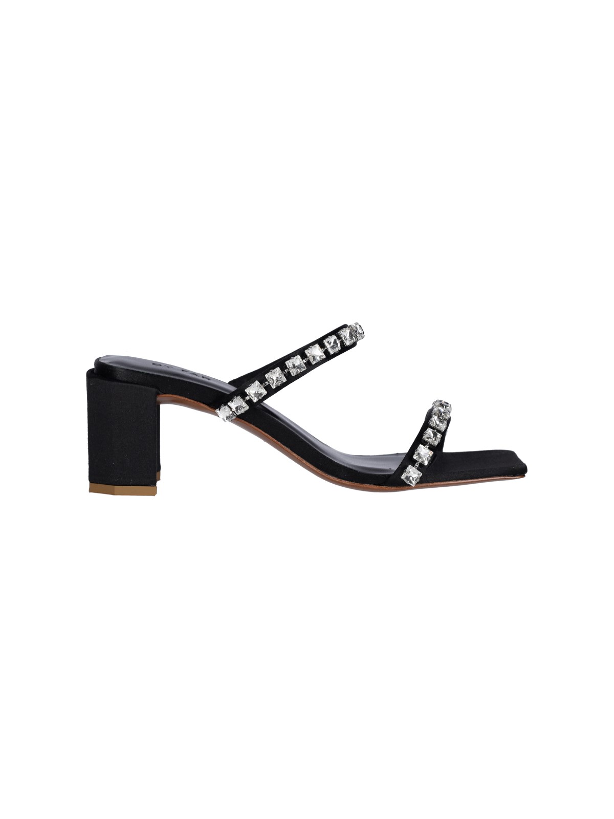 By Far 60mm Tanya Embellished Satin Sandals In Nero
